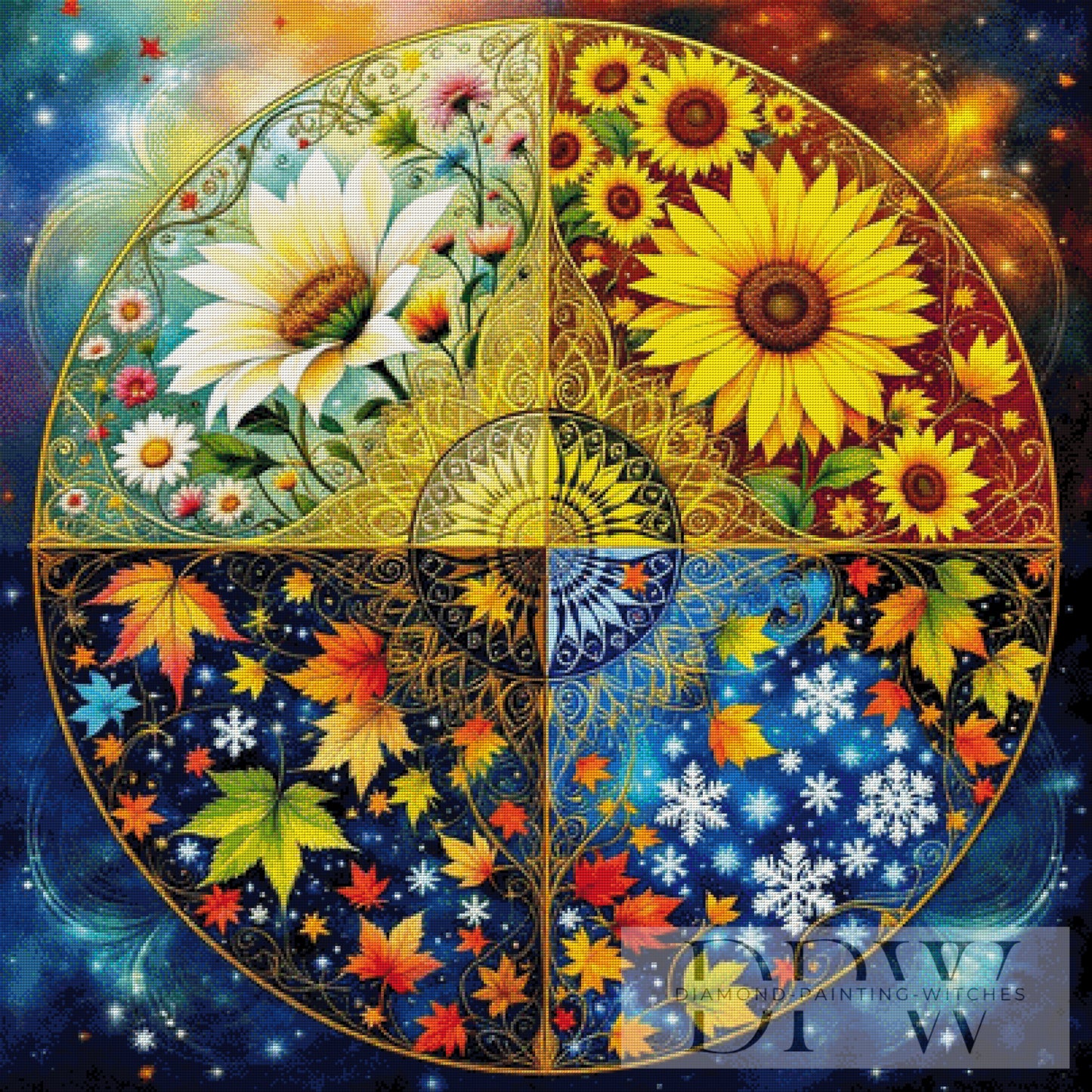 Four Seasons Mandala by QN, 100x100cm mit 360 Farben DPW-2460