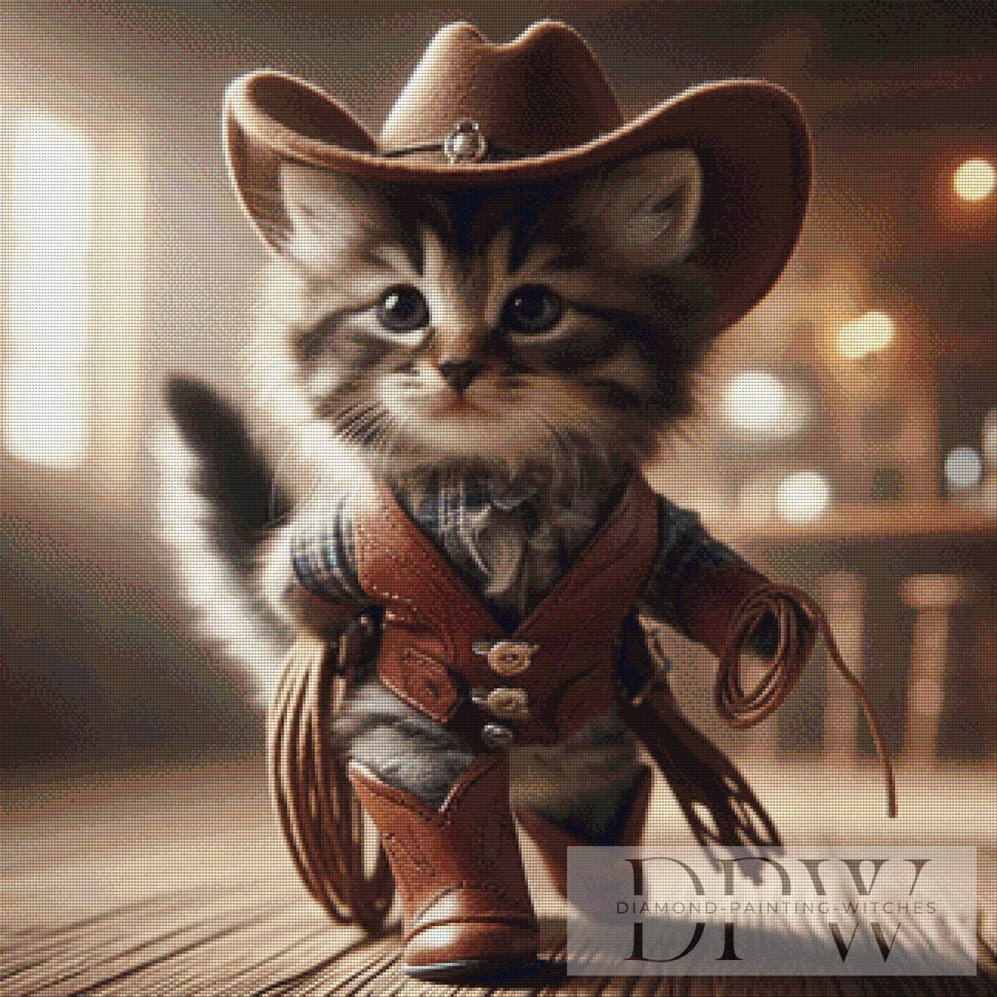 Cowboy Cat by CreatiVart 80x80cm mit 115 Farben DPW-2496