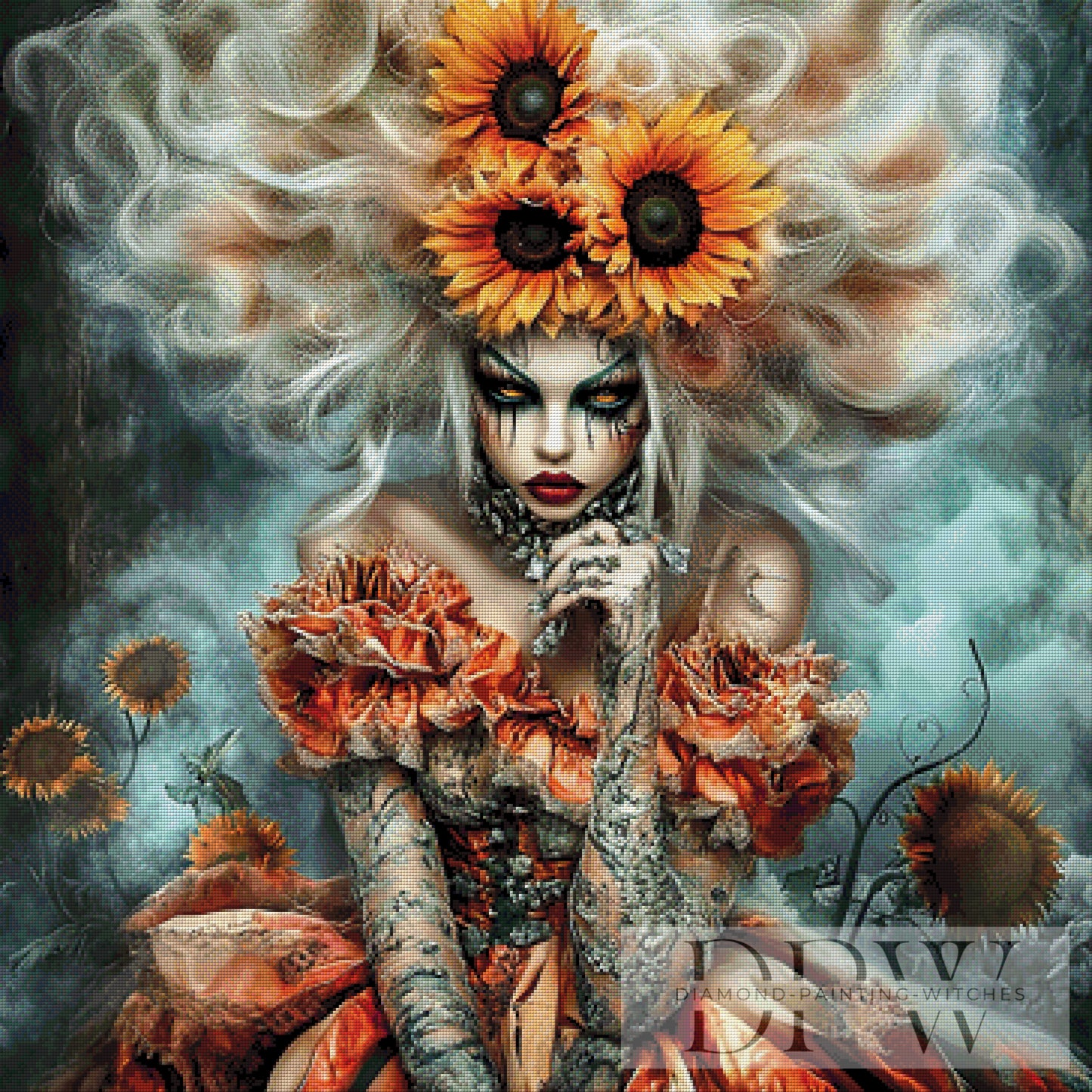 Sunflower Woman by Catill 90x90cm mit 220 Farben DPW-2519