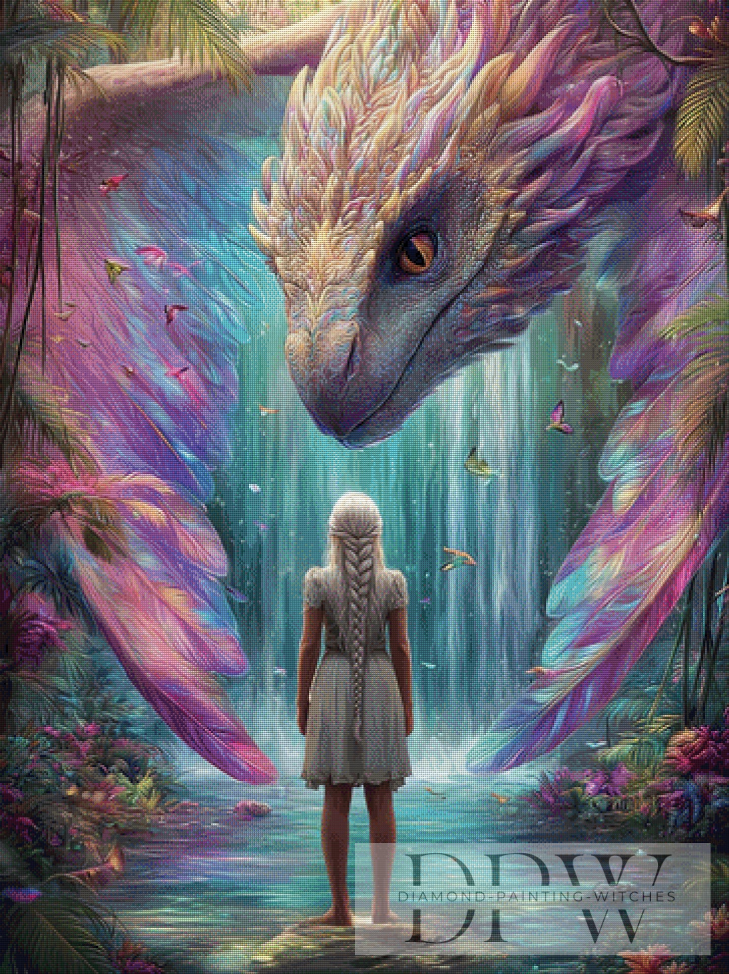 Dragon Waterfall by Elly_A.I. 120x90cm mit 280 Farben DPW-2550