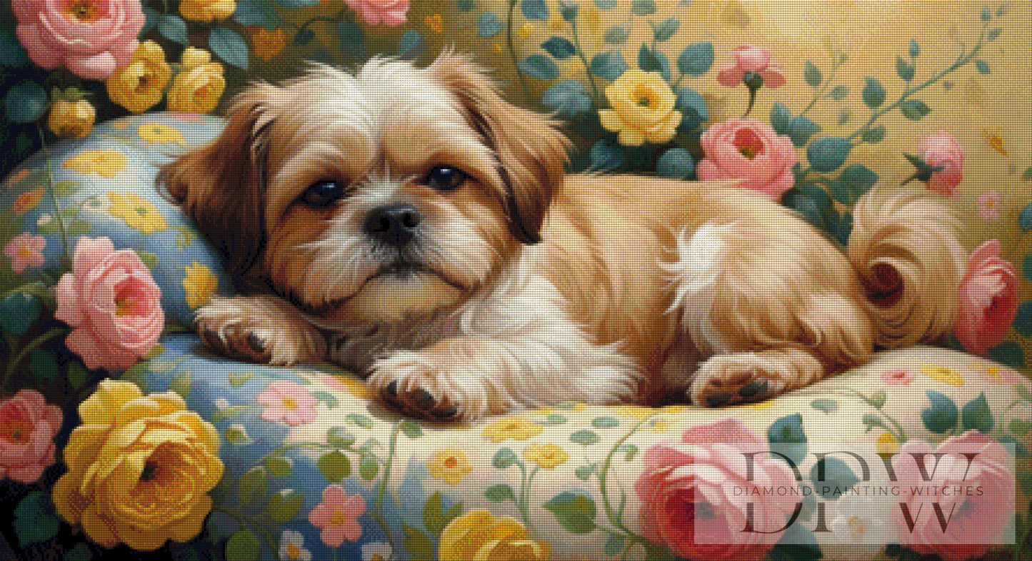 Shih Tzu chillt by CreatiVart 110x60cm mit 240 Farben DPW-2557
