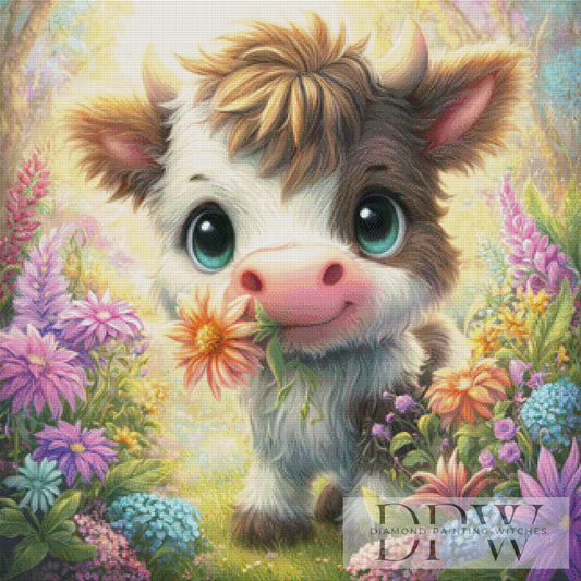 Bärbel die Babykuh by Sweet_Loco_AI 80x80cm mit 270 Farben DPW-2611