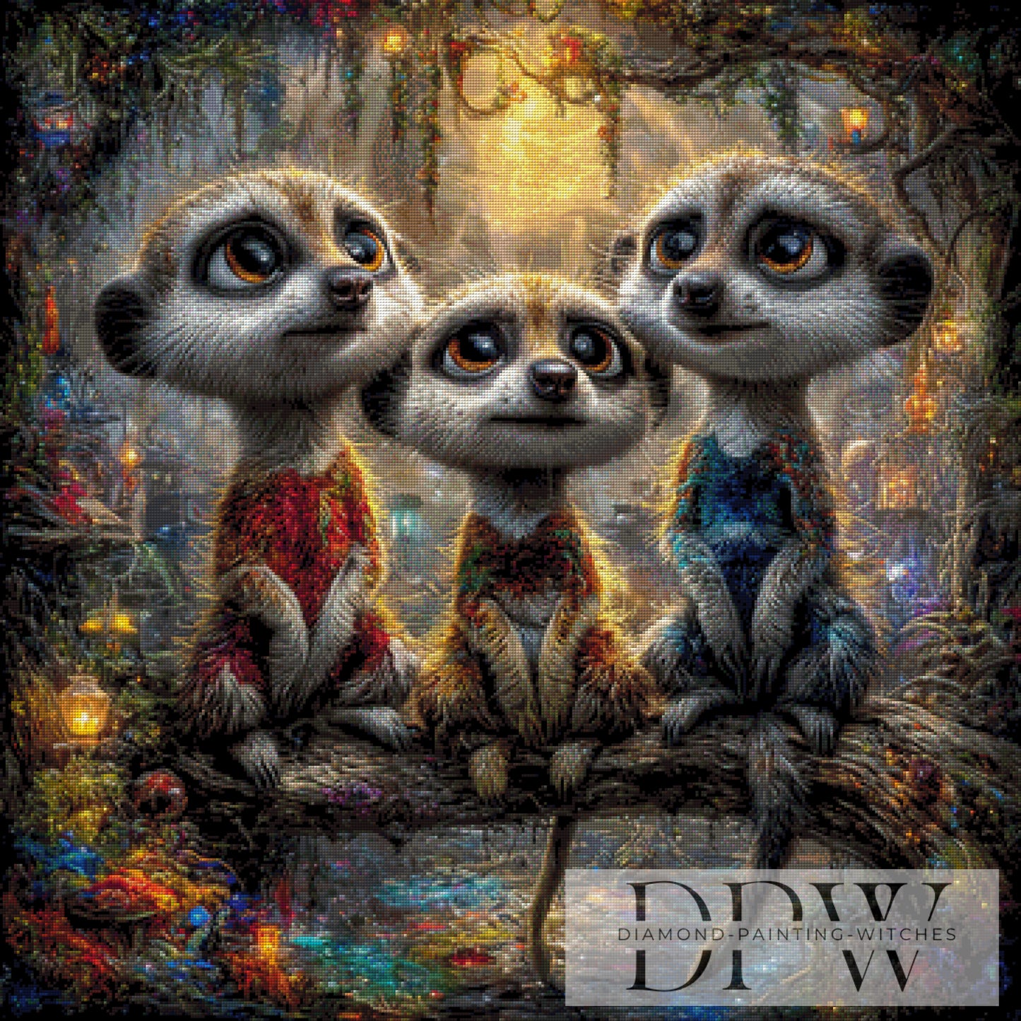 Erdmännchen Trio by CreatiVart 90x90cm mit 270 Farben DPW-267