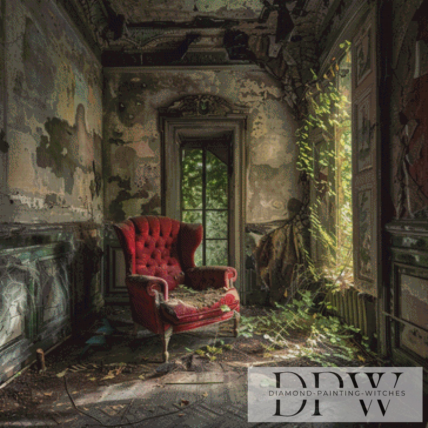 Der rote Sessel by ellufija 90x90cm mit 160 Farben DPW-2961