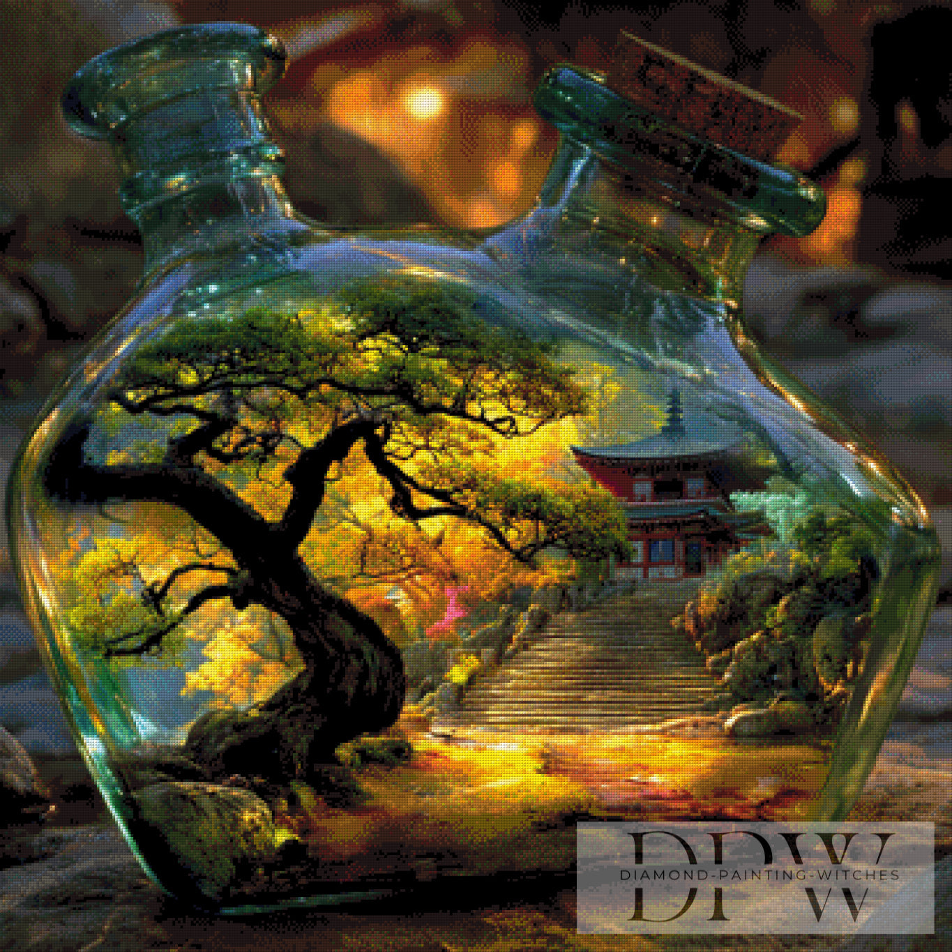 Landscape in a Bottle by Moonlight, 90x90cm mit 240 Farben DPW-3020