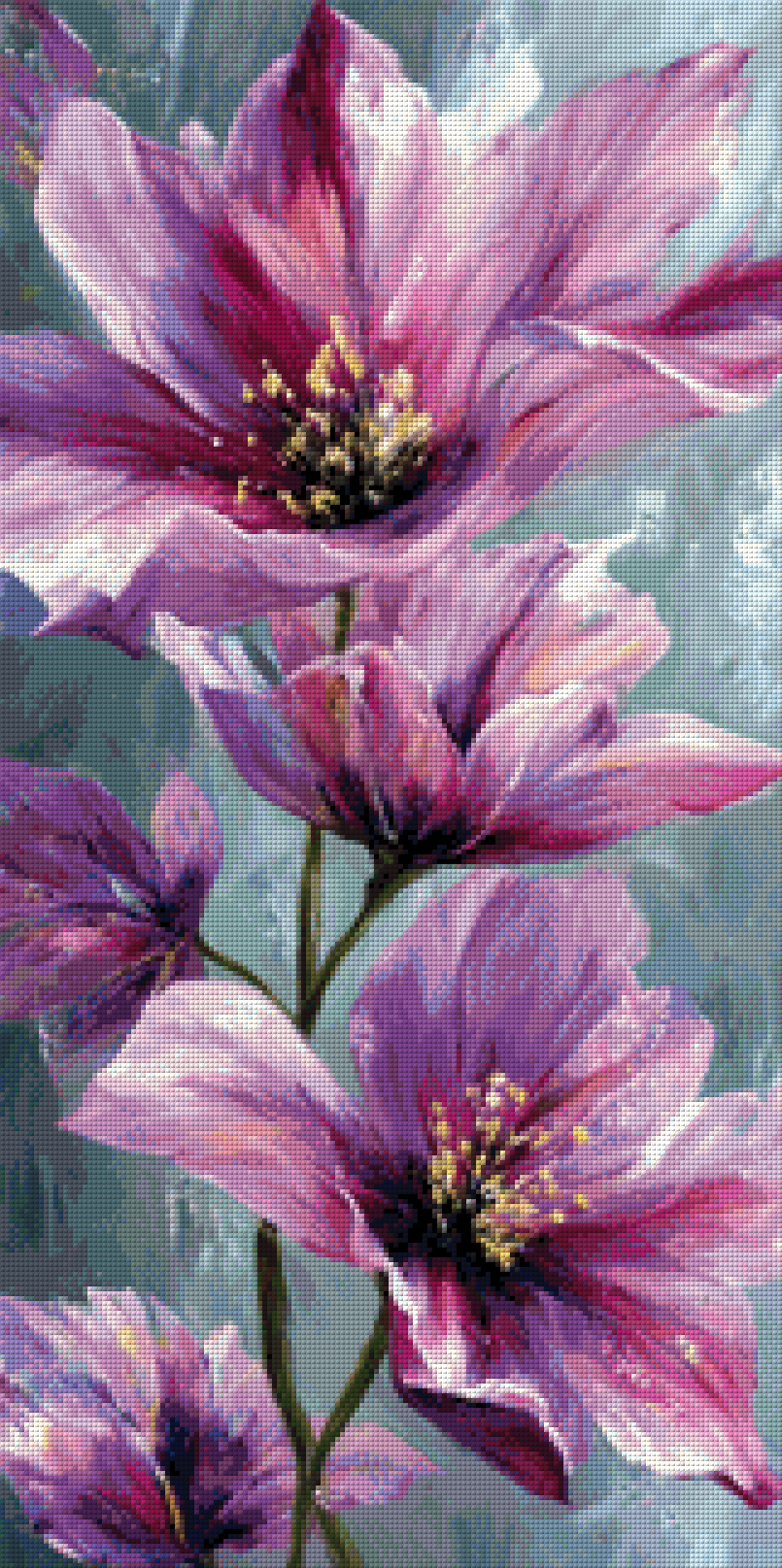 Mehrteiler - Purple Flowers by Morrigan 3x40x80cm DPW-3067