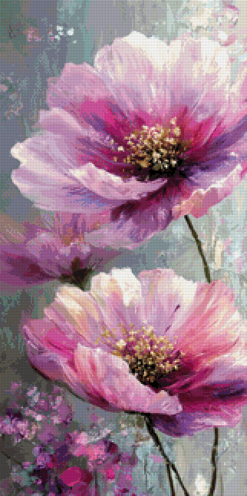 Mehrteiler - Purple Flowers by Morrigan 3x40x80cm DPW-3067