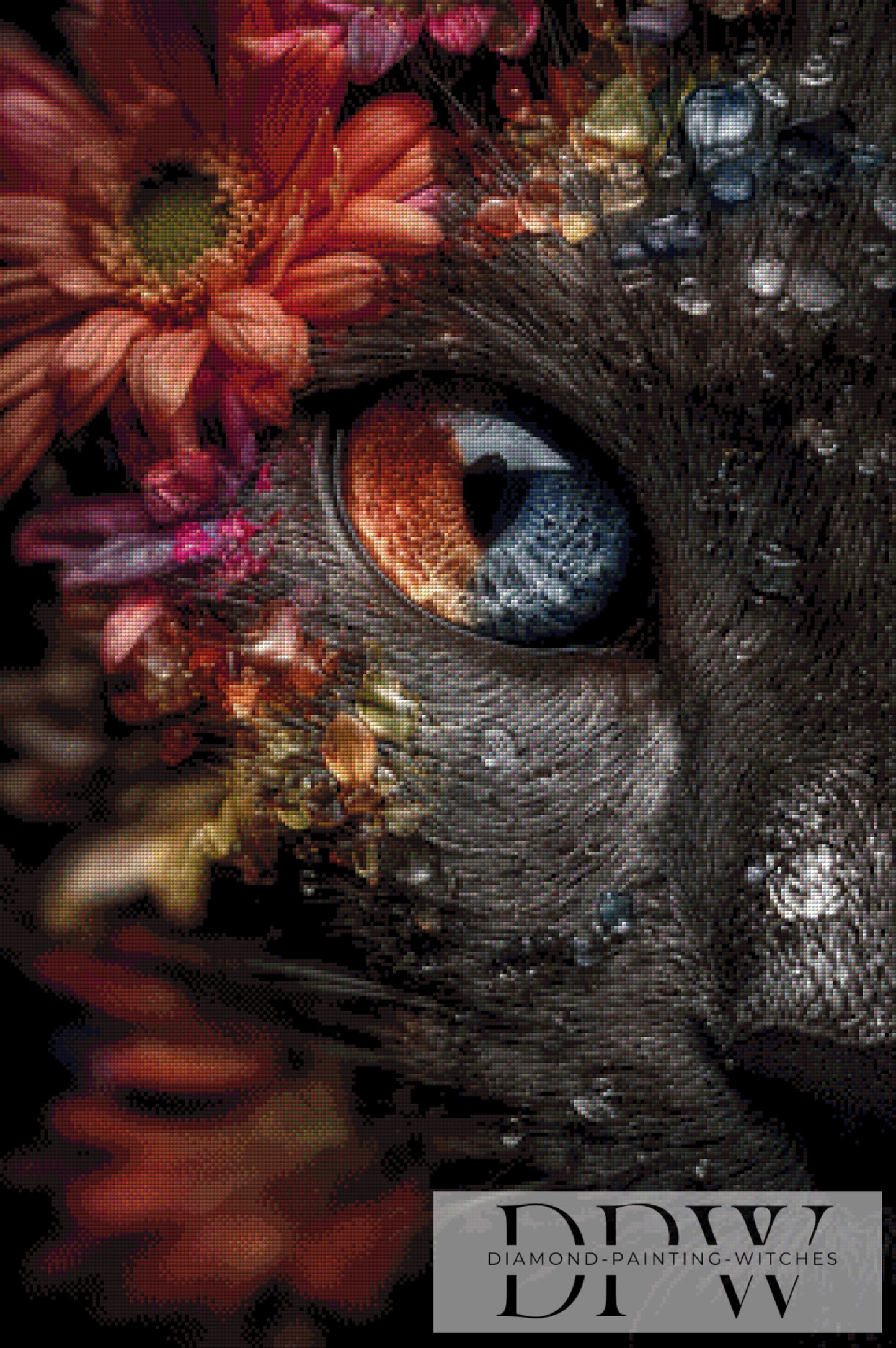 Blumenkatze by theA.art 60x90cm mit 190 Farben DPW-3139