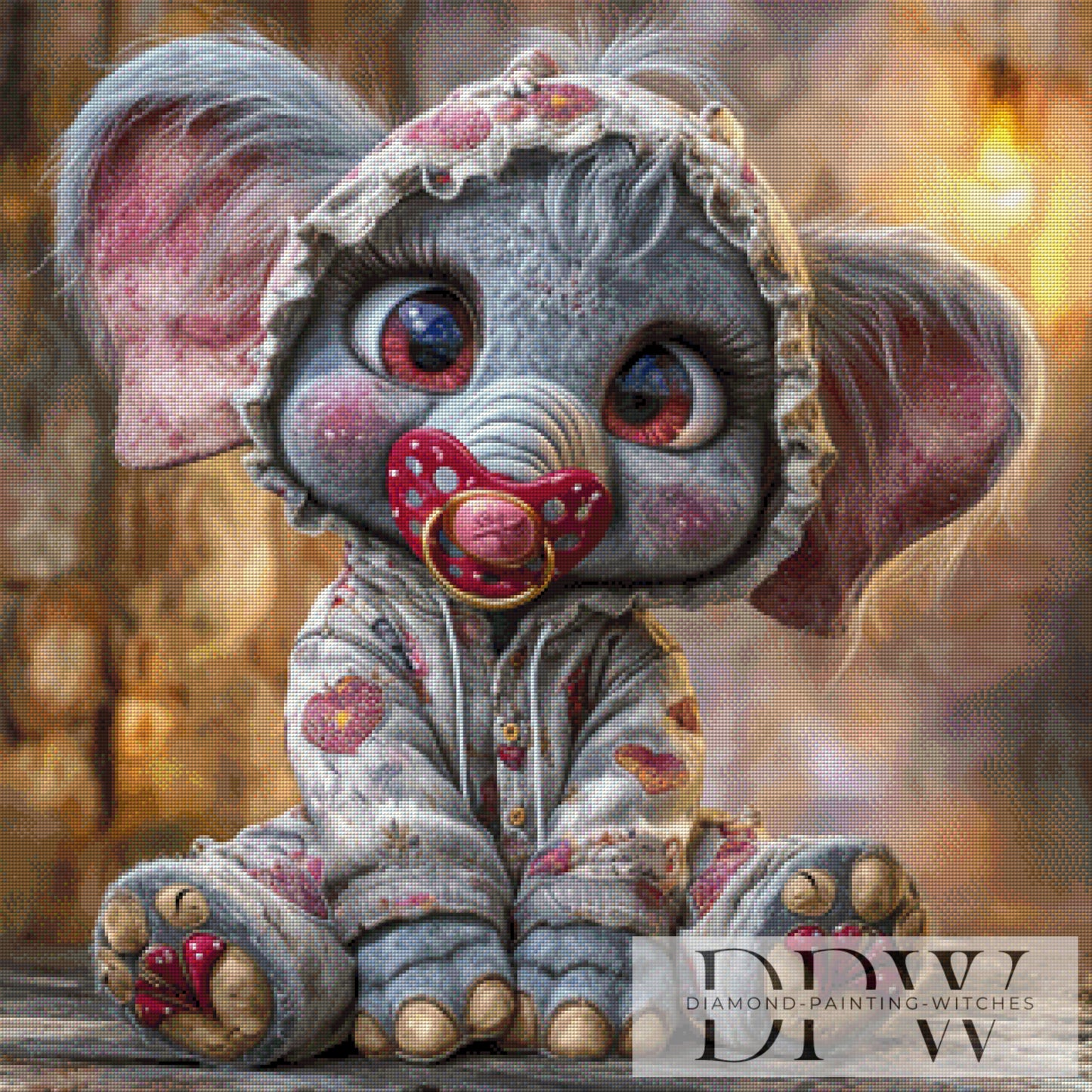 Schnulli Elefant by CreatiVart 80x80cm mit 220 Farben DPW-3175