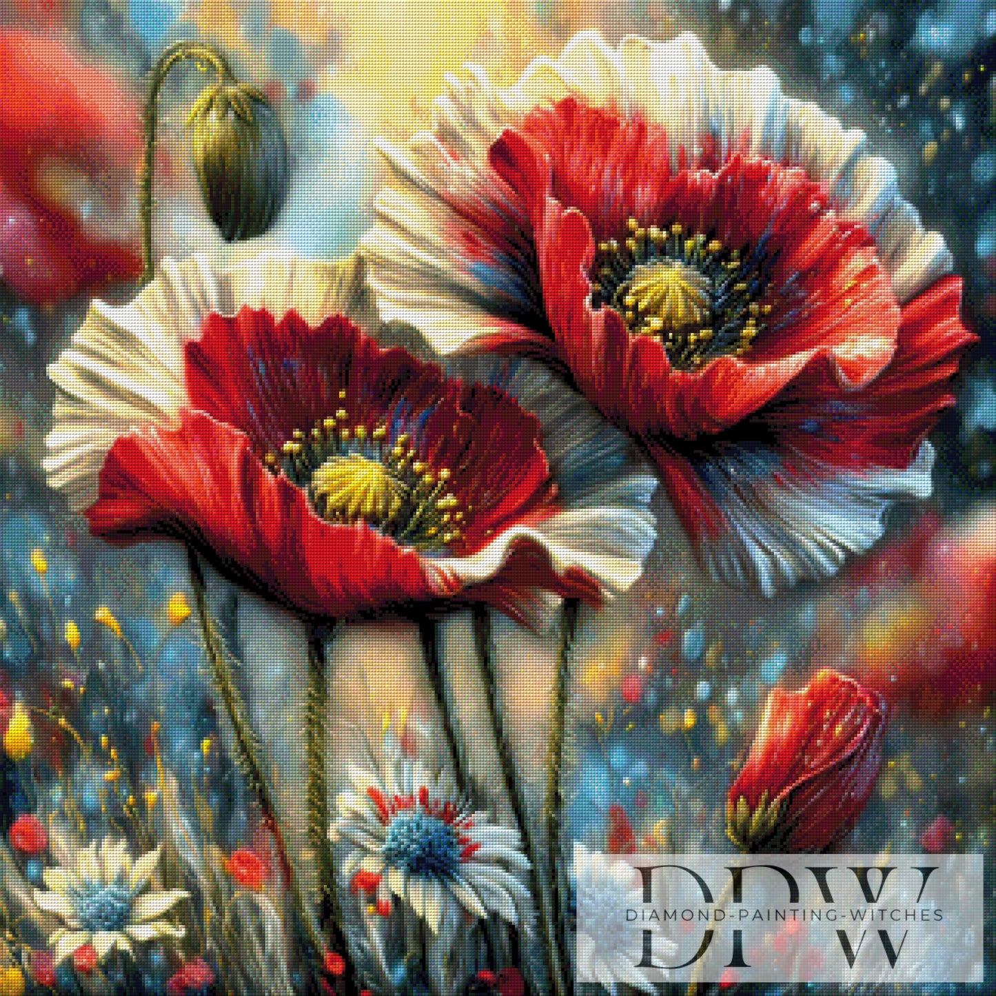 Mohnblütenpracht by CreatiVart 80x80cm mit 320 Farben DPW-3236