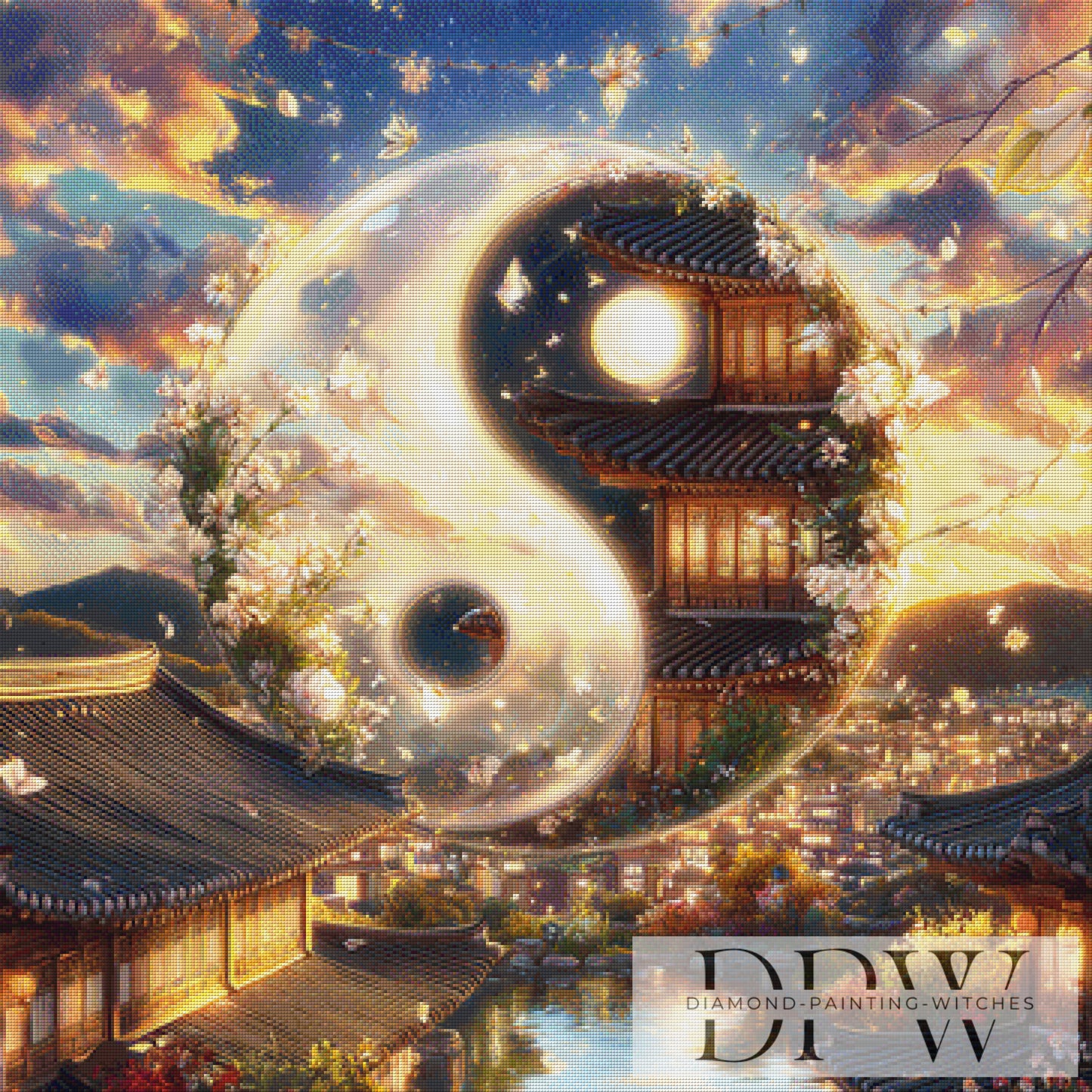 Japan Ying Yang by Lisa Morgan 90x90cm mit 270 Farben DPW-3246