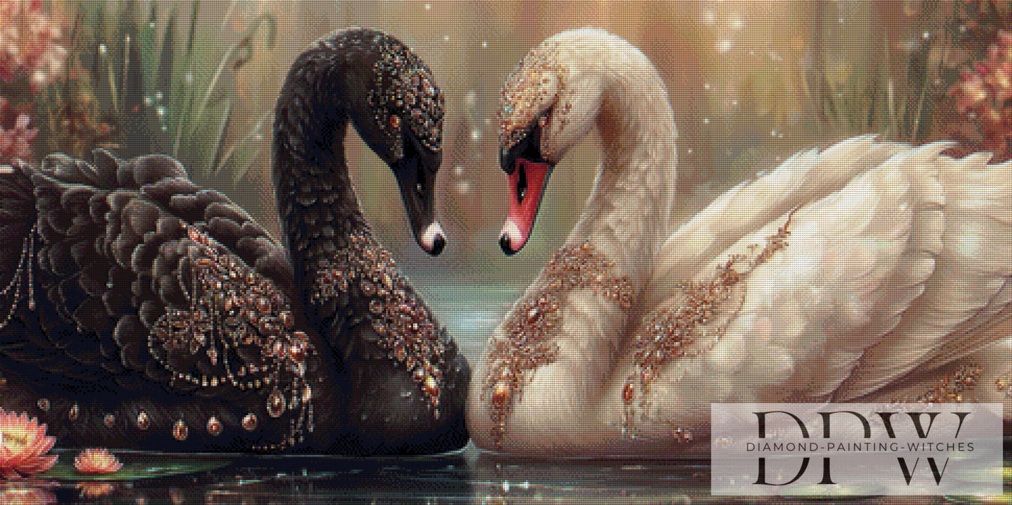 Schwanen Pärchen by Lisa Morgan 120x60cm mit 190 Farben DPW-3250