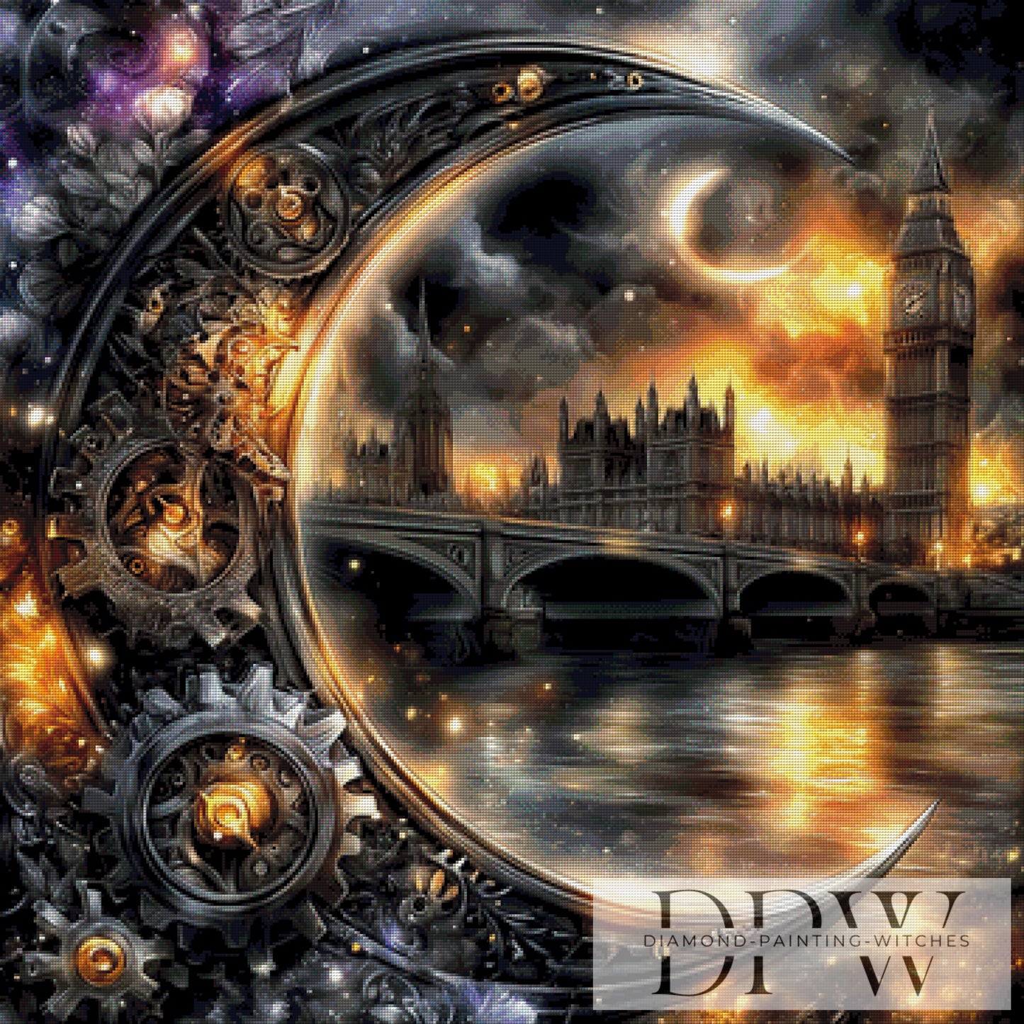 Mecanic Tower by Sweet_Loco_AI 90x90cm mit 200 Farben DPW-3269