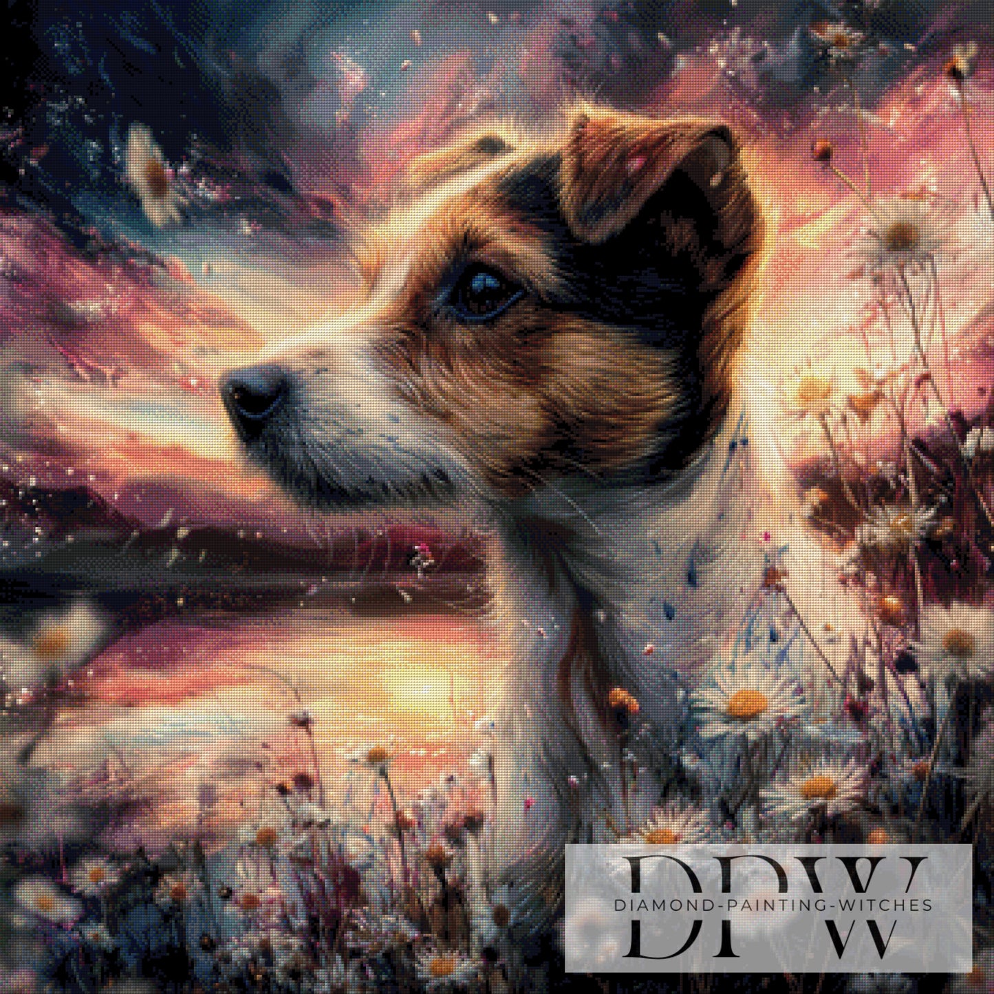 Jack Russell I by ellufija 90x90cm mit 185 Farben DPW-3324