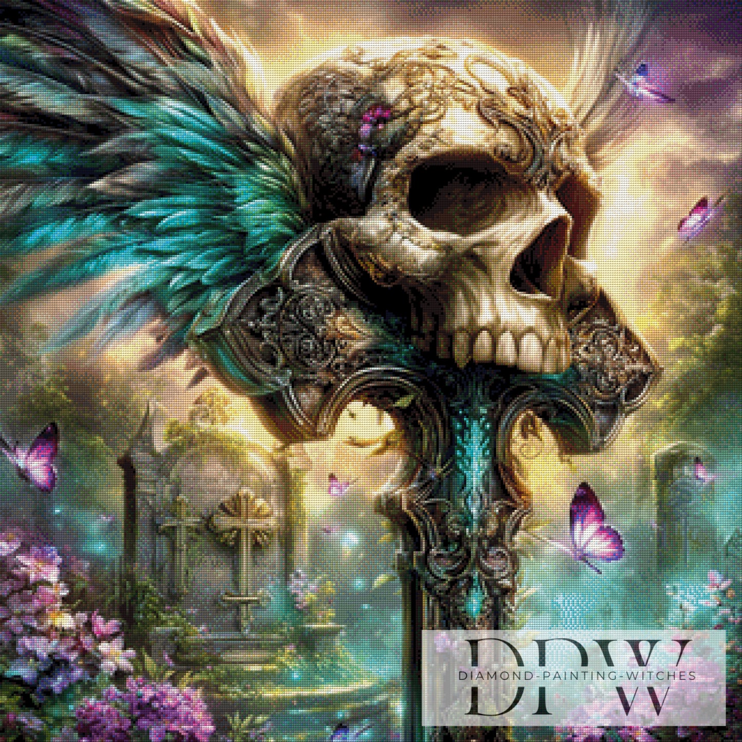 Geflügelter Skull by _sweet_loco_AI 80x80cm mit 270 Farben DPW-3339