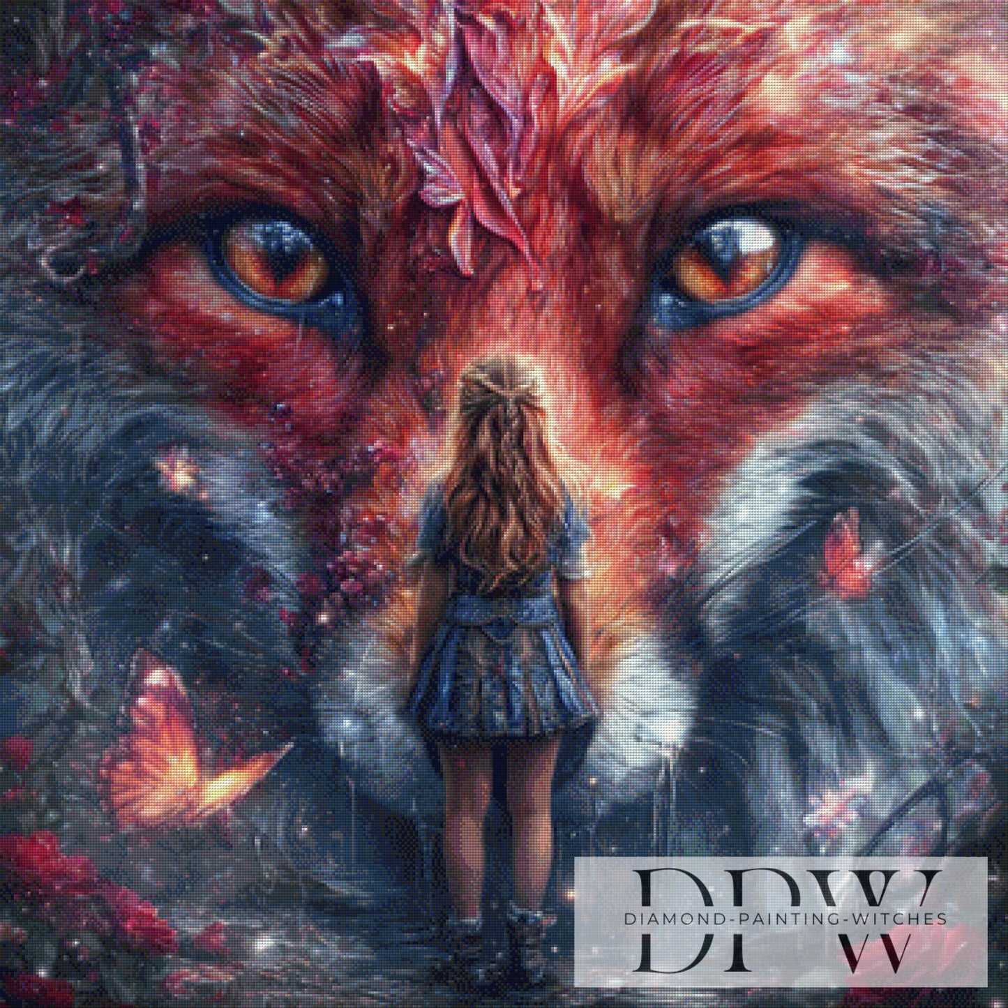 Fuchs Begegnung by ellufija 90x90cm mit 220 Farben DPW-3354