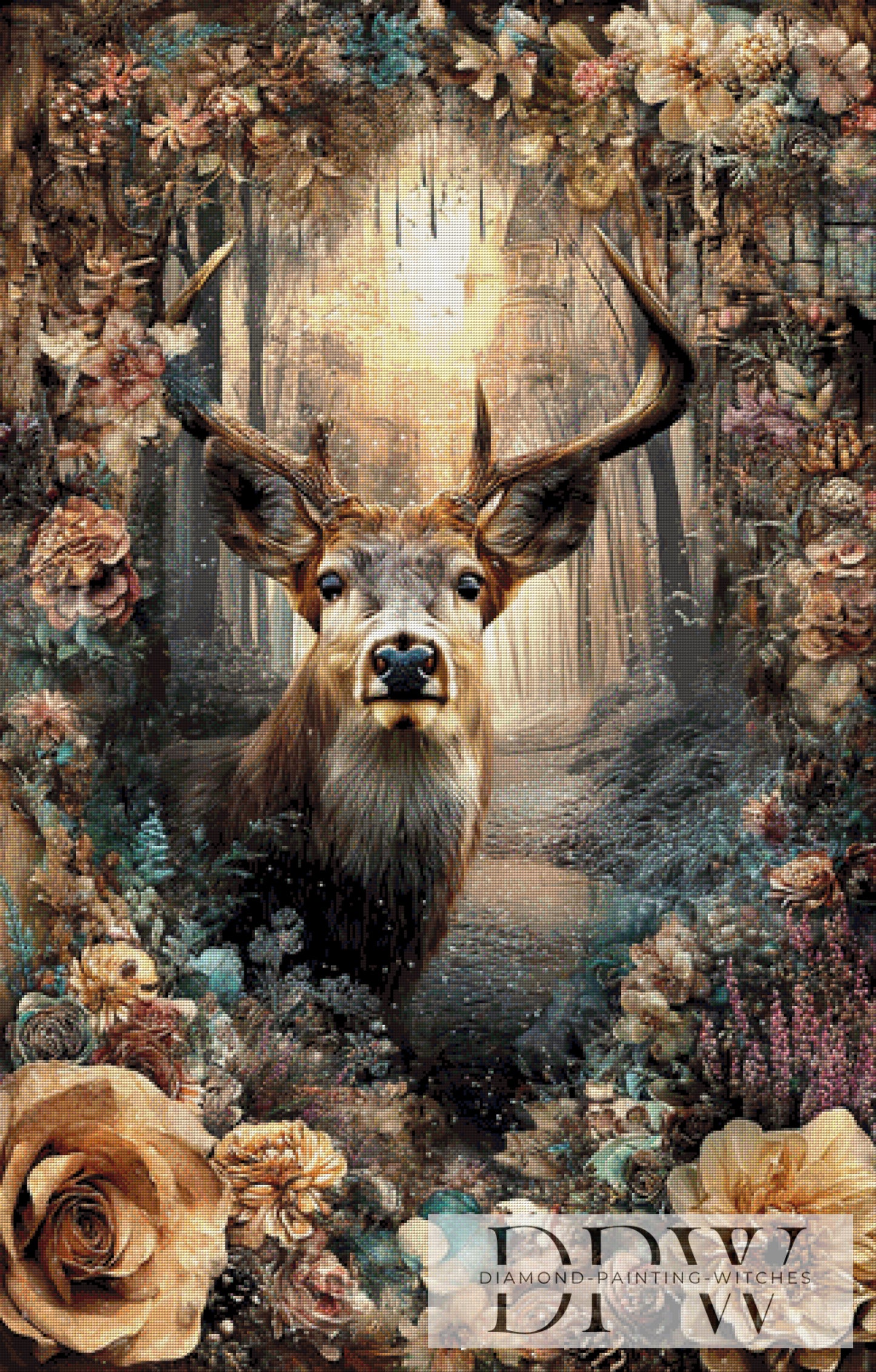 Vintage Hirsch by ellufija 80x125cm mit 200 Farben DPW-3378