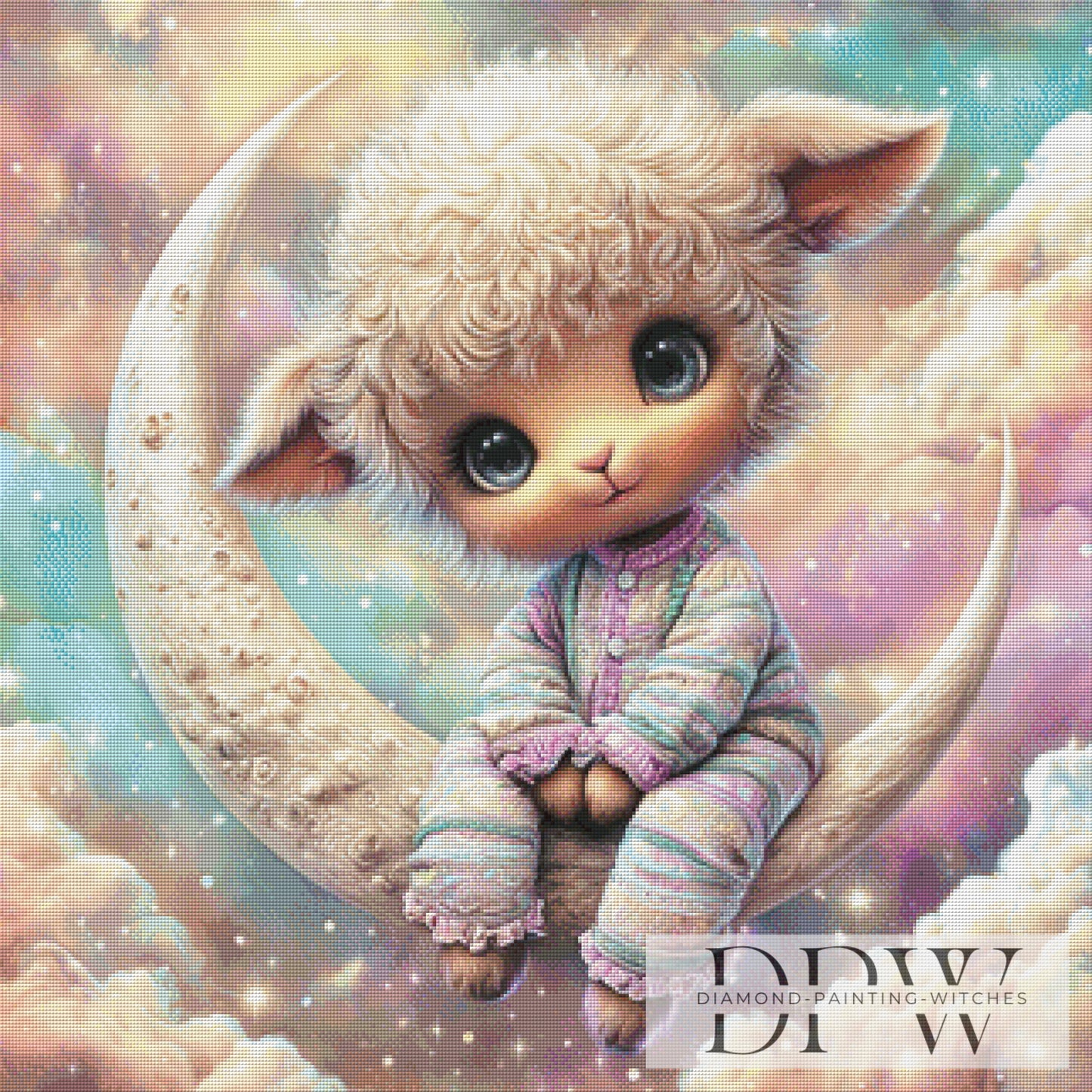 Schafi auf dem Mond by Lisa Morgan 80x80cm mit 170 Farben DPW-3432