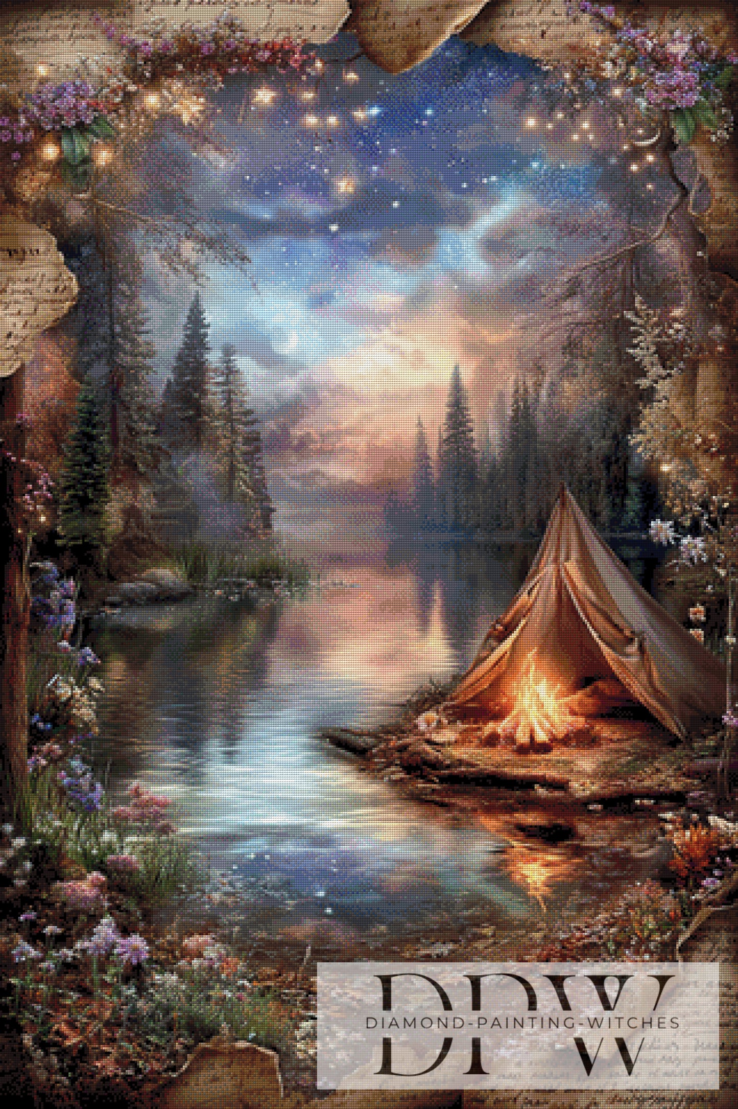 Vintage Lagerfeuer by ellufija 80x120cm mit 250 Farben DPW-3439