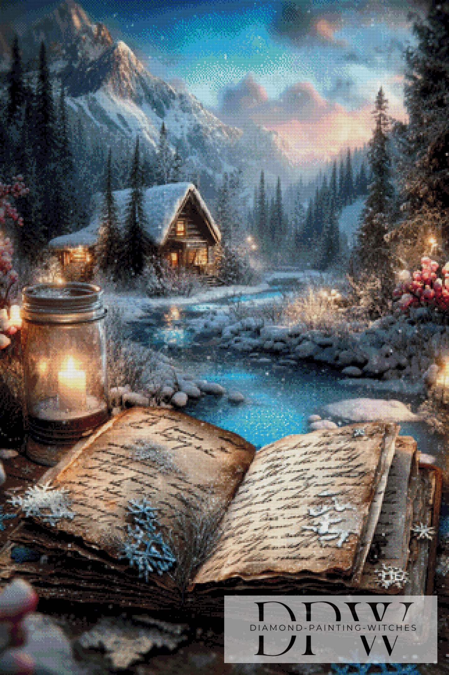 Vintage Schneehütte by ellufija 80x120cm mit 220 Farben DPW-3463