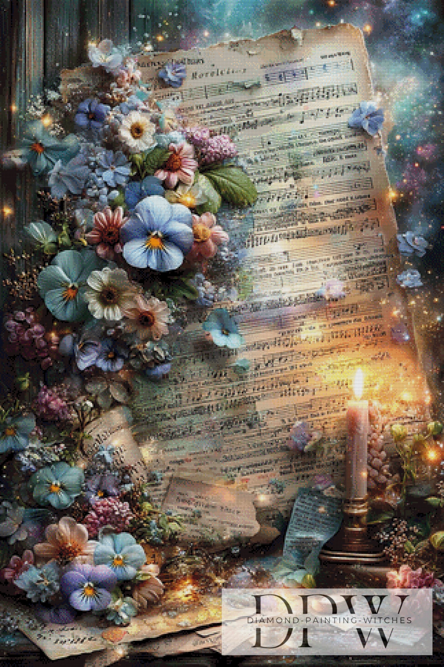 Vintage Melody of Flowers by ellufija 80x120cm mit 290 Farben DPW-3471