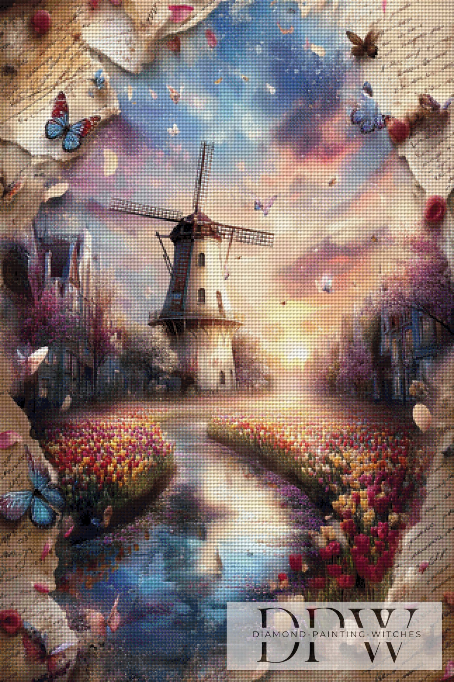 Vintage Windmühle by ellufija 80x120cm mit 280 Farben DPW-3514