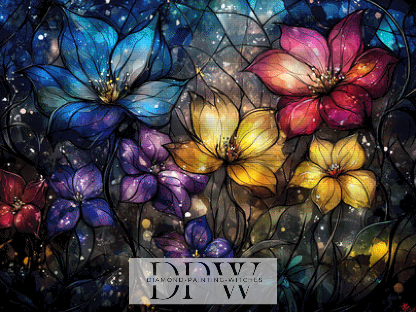 Glasblüten by Pixxel Pics 100x75cm mit 370 Farben DPW-3524