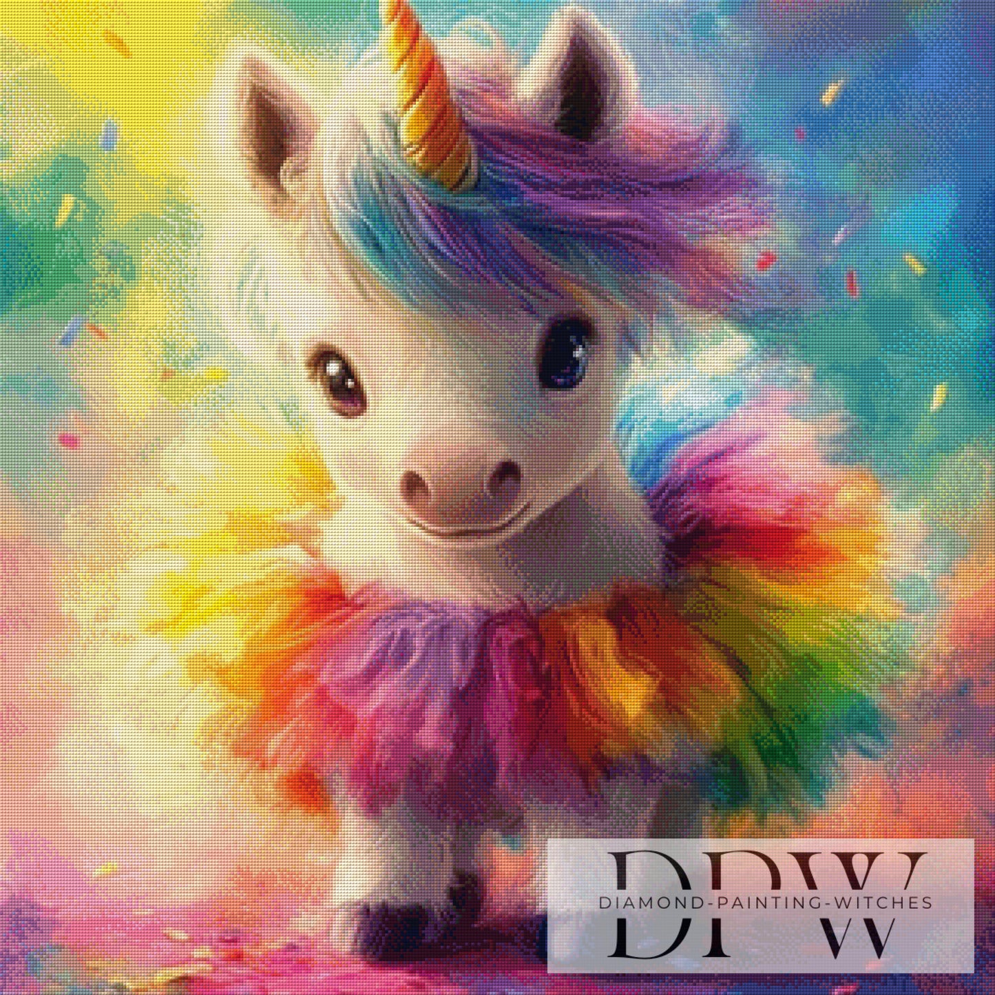 Knallbuntes Einhorn by ellufija 80x80cm mit 370 Farben DPW-3585