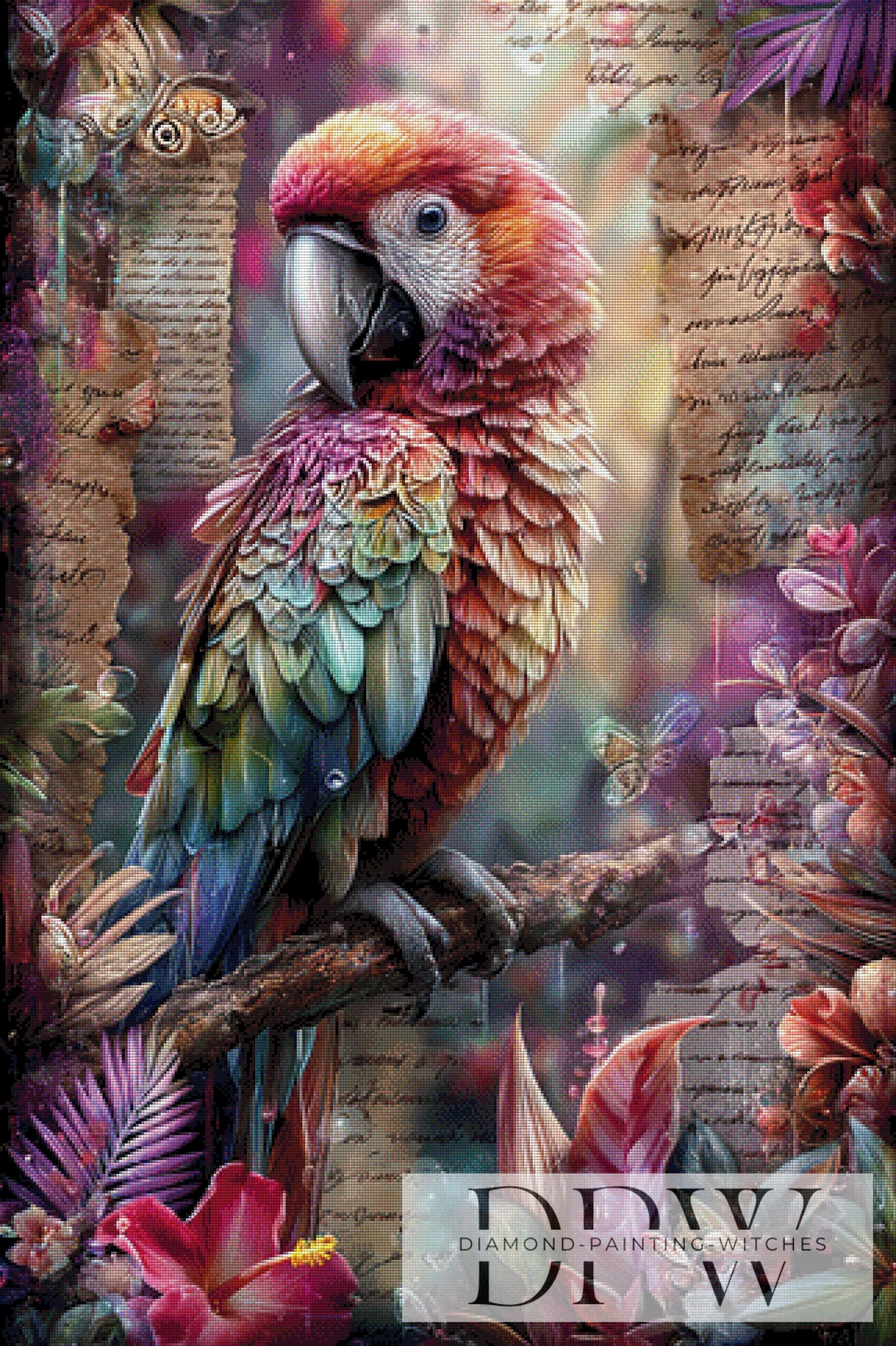 Vintage Papagei by ellufija 80x120cm mit 340 Farben DPW-3609