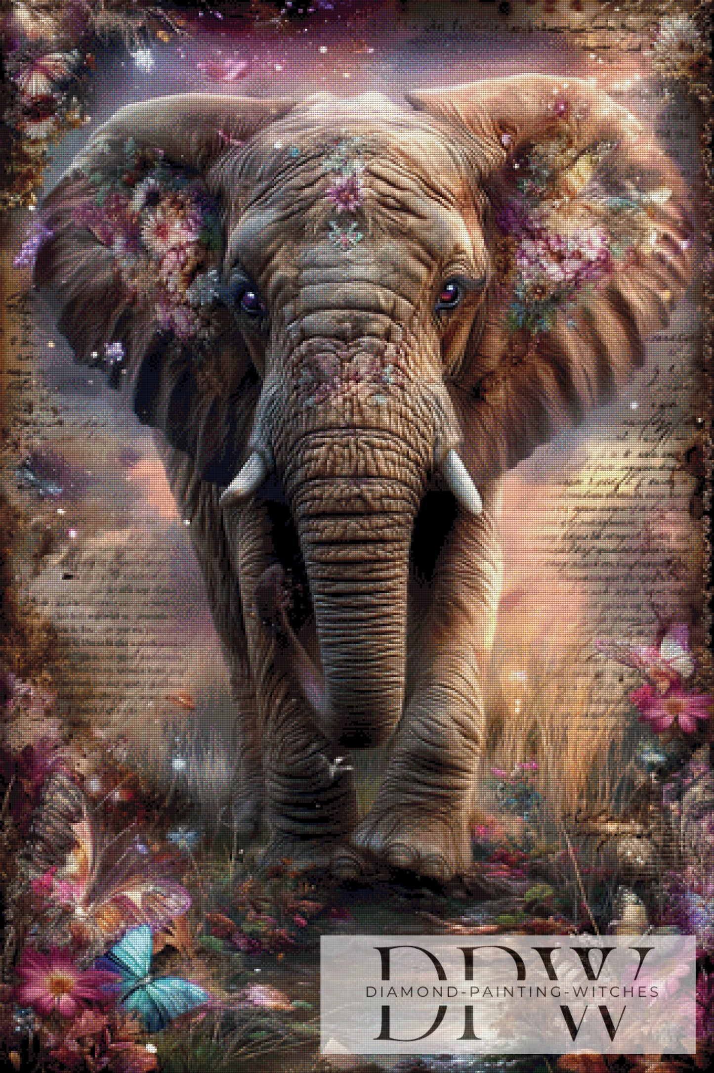 Vintage Elefant by ellufija 80x120cm mit 240 Farben DPW-3613