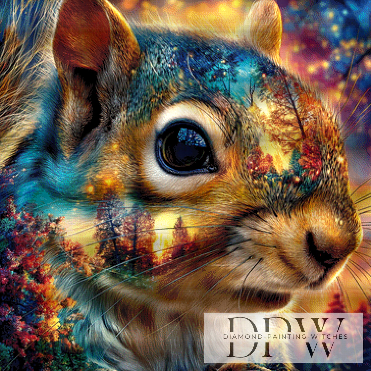 Eichhörnchen der Fantasie by CreatiVart 90x90cm mit 320 Farben DPW-3629