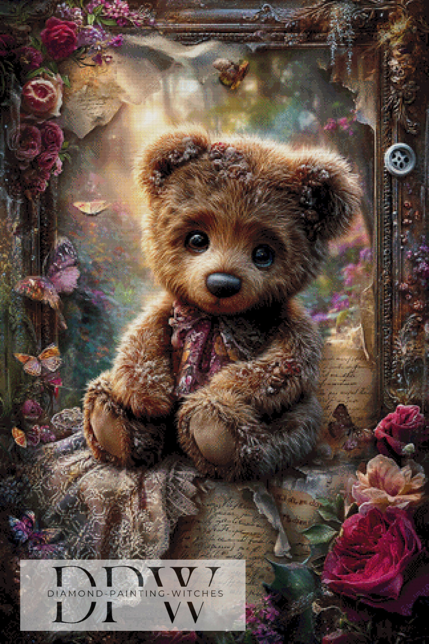 Vintage Teddy by ellufija 80x120cm mit 240 Farben DPW-3673