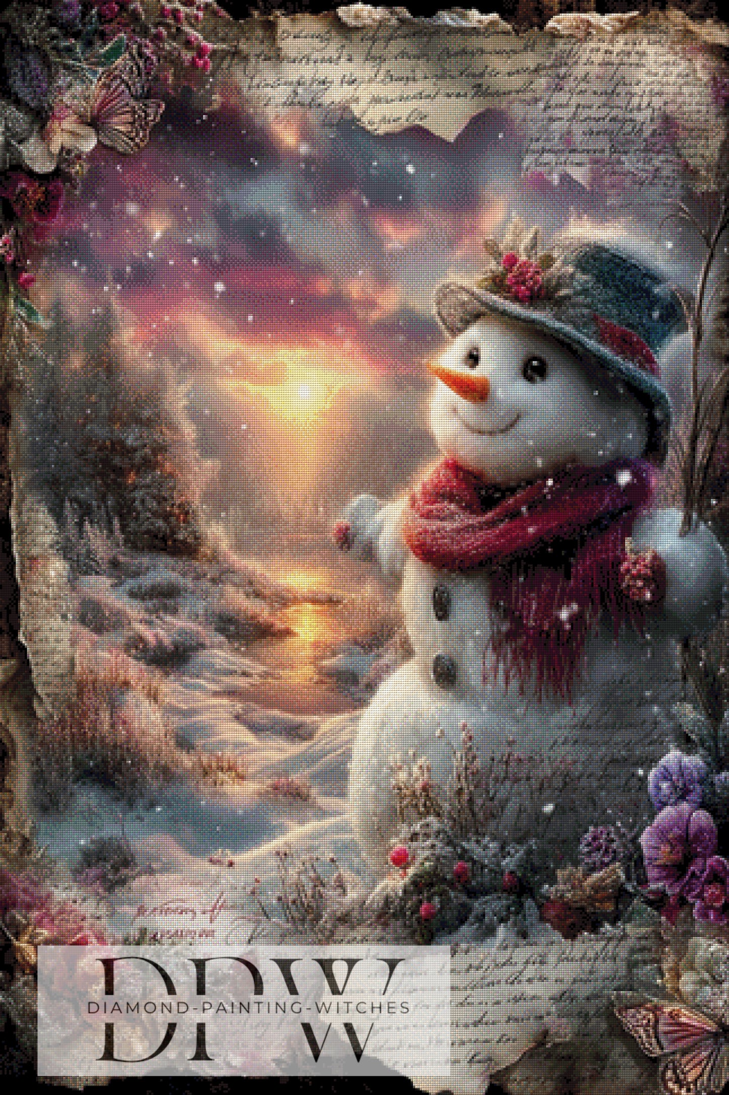 Vintage Schneemann by ellufija 80x120cm mit 240 Farben  DPW-3685