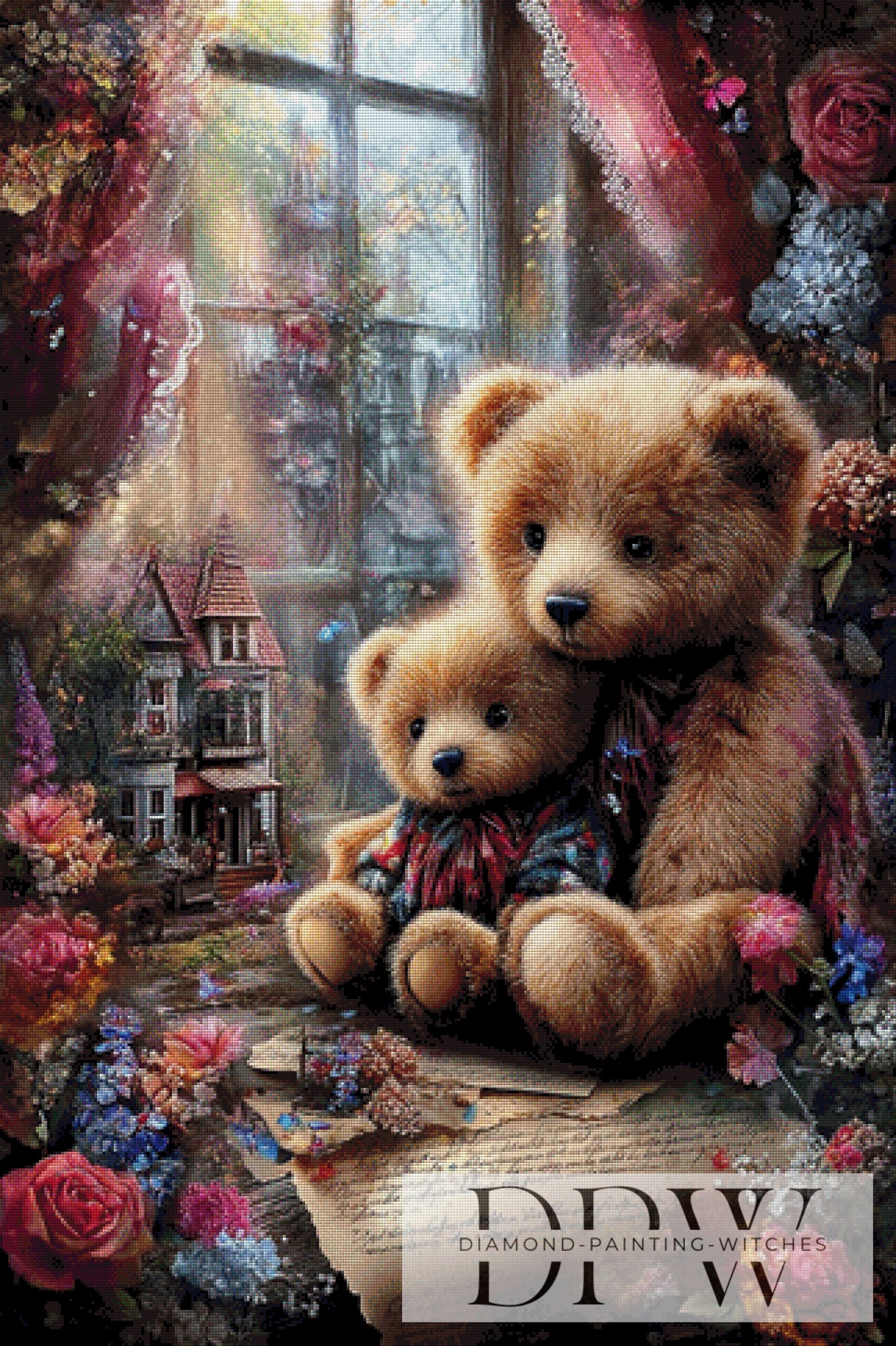 Vintage Teddybären by ellufija 80x120cm mit 280 Farben DPW-3696