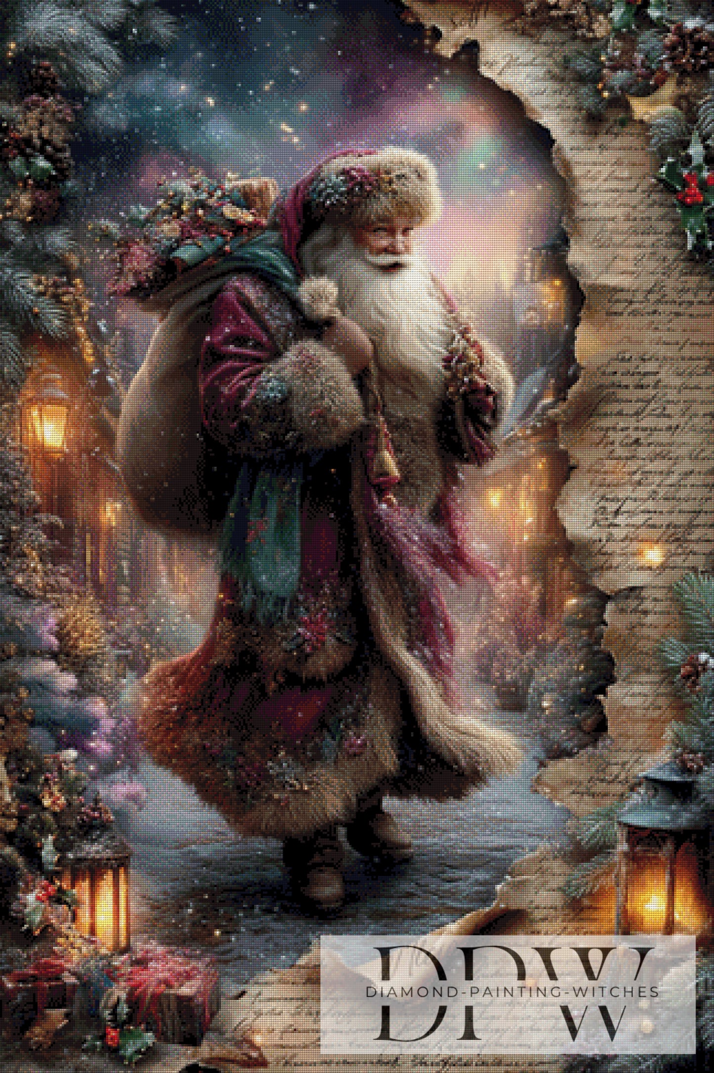 Vintage Weihnachtsmann by ellufija 80x120cm mit 230 Farben DPW-3697