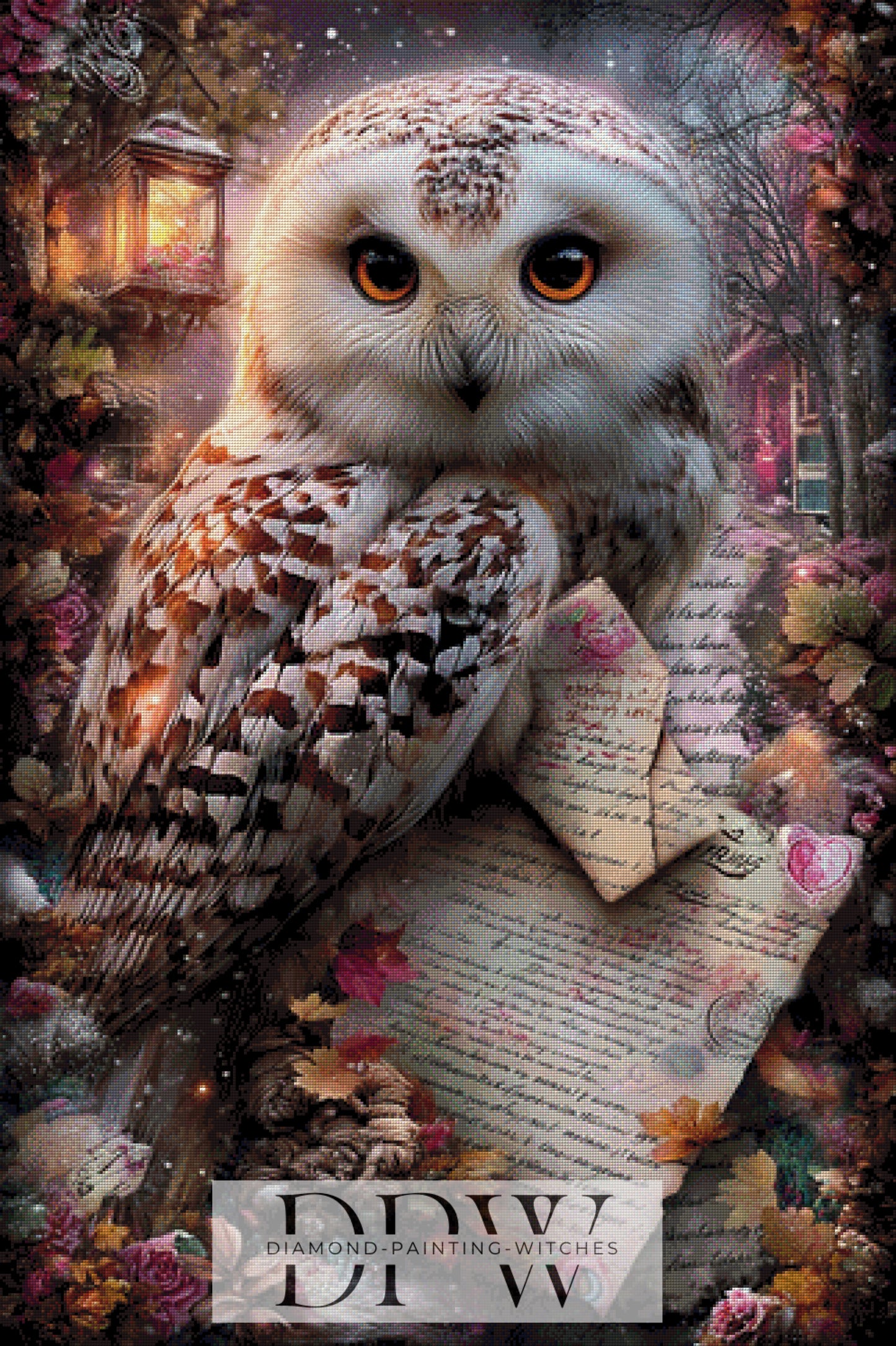 Vintage Die Eule vom Zauberer by ellufija 80x120cm mit 240 Farben DPW-3722