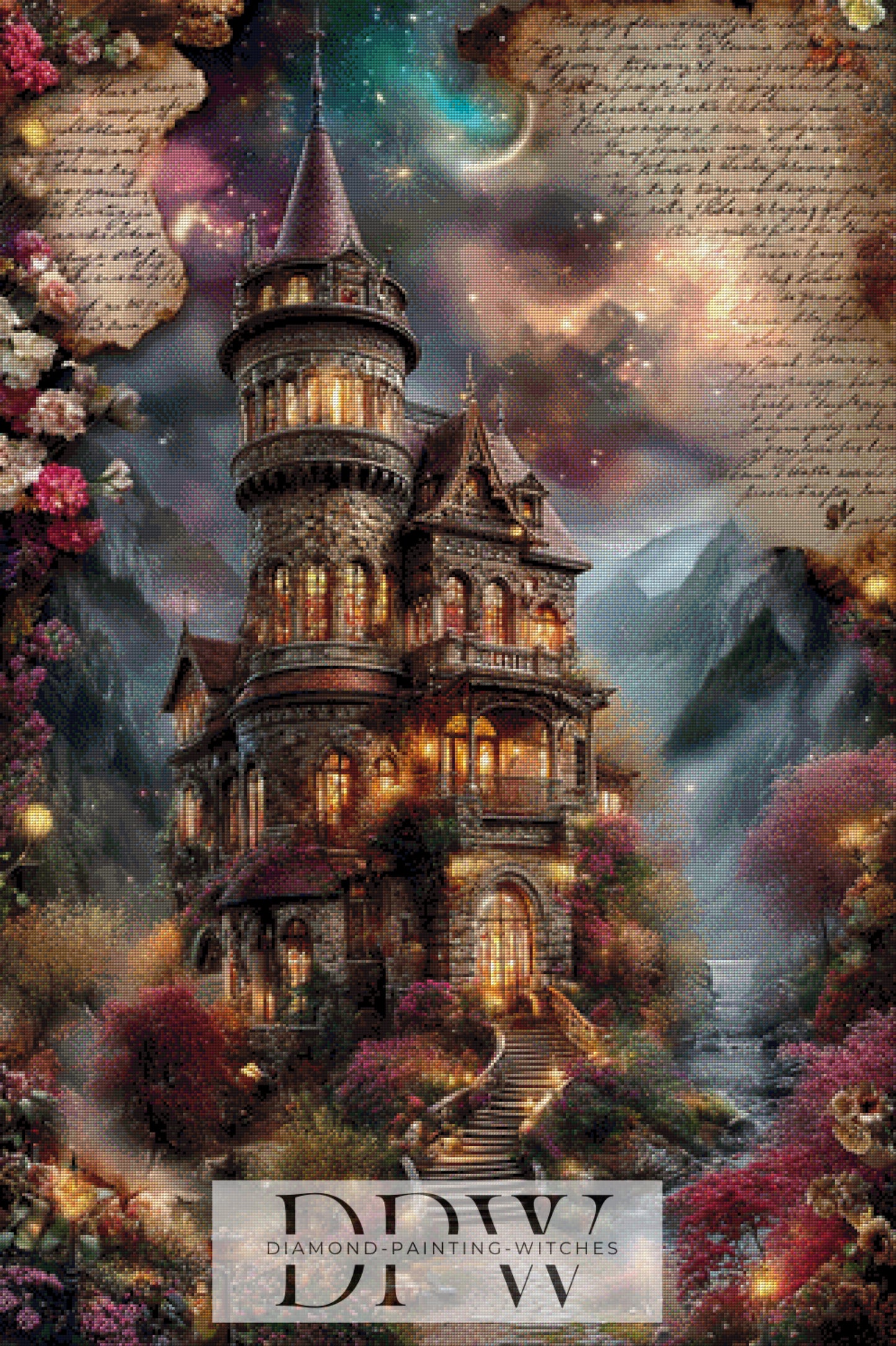 Vintage Hexenschloss by ellufija 80x120cm mit 260 Farben DPW-3723