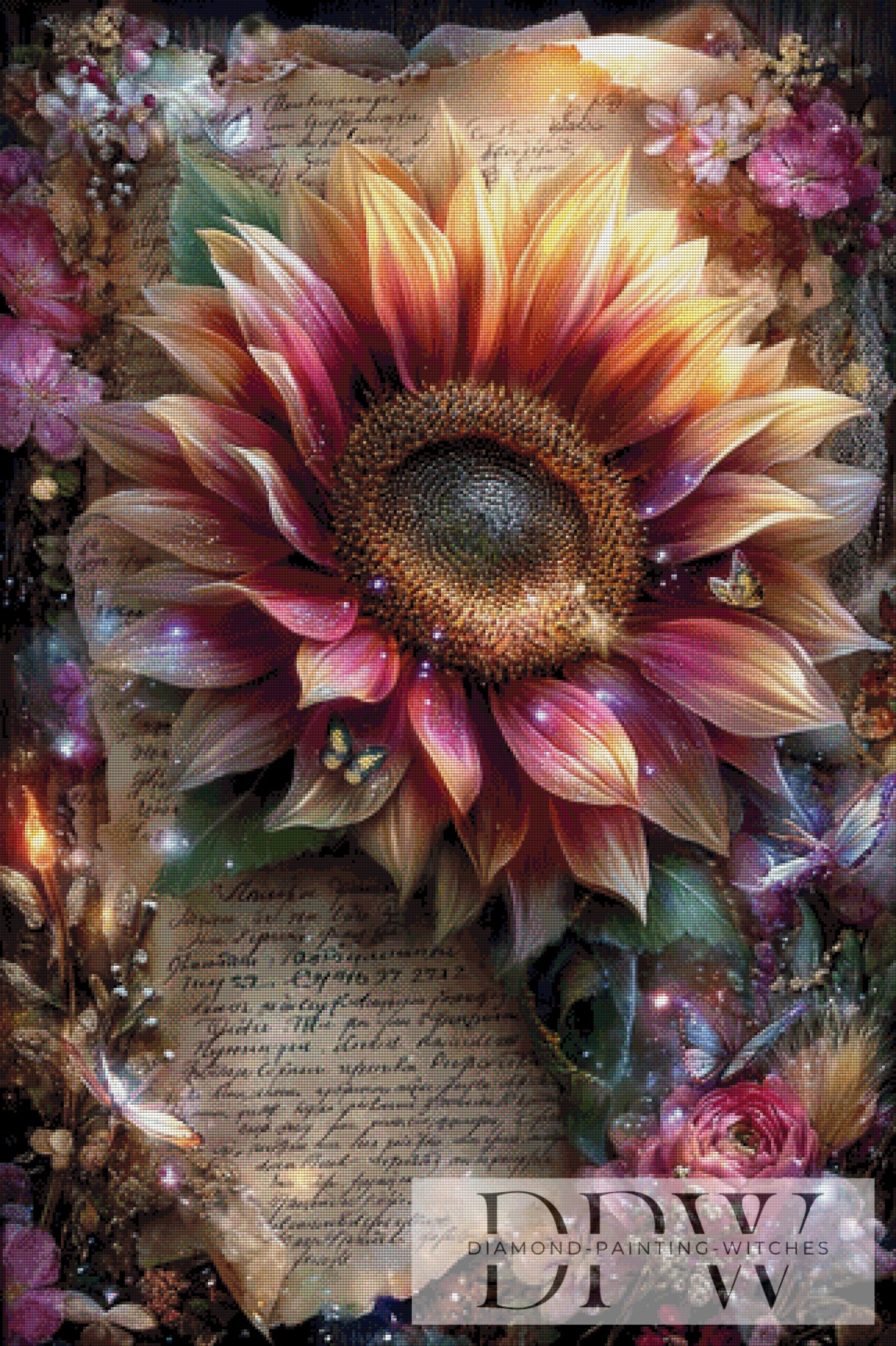 Vintage Sonnenblume by ellufija 80x120cm mit 290 Farben DPW-3762