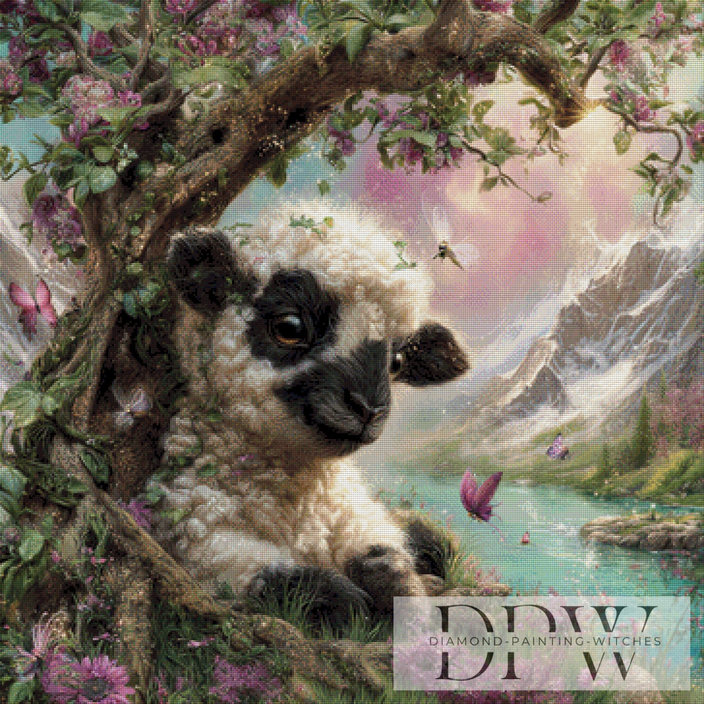 Traumlämmchen by Lisa Morgan 90x90cm mit 195 Farben DPW-3799