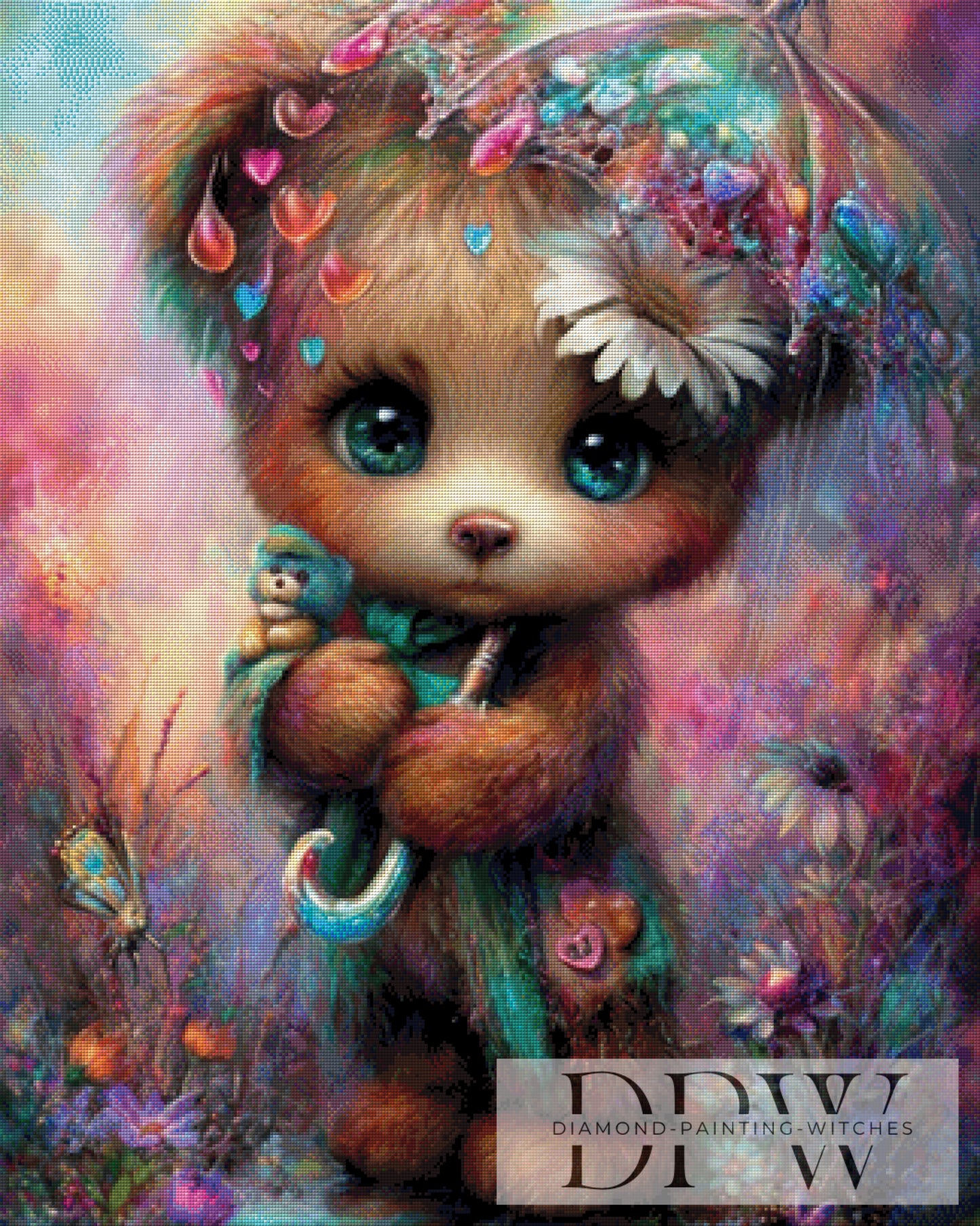 Teddy im Regen by Catill 80x100cm mit 330 Farben DPW-3821