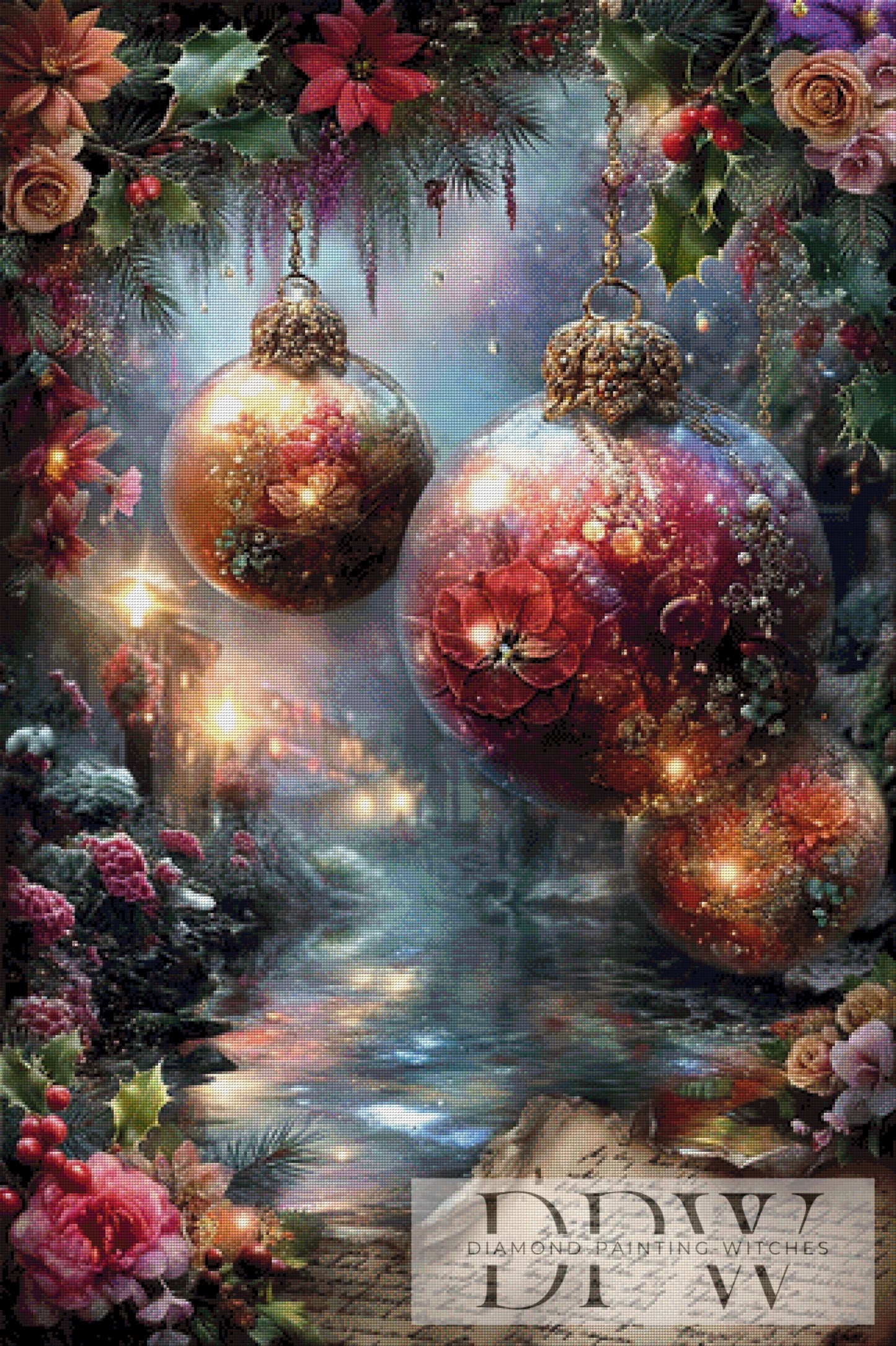 Vintage Weihnachtskugeln by ellufija 80x120cm mit 310 Farben DPW-3905