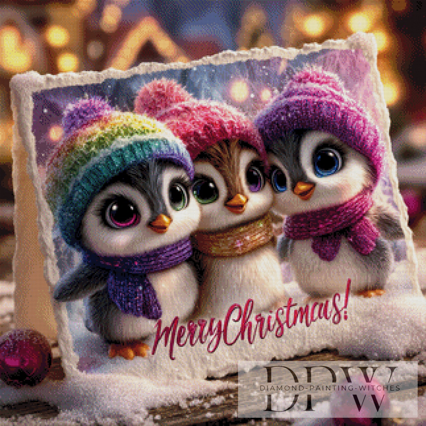 Die drei Pinguine by CreatiVart 80x80cm mit 290 Farben DPW-3907