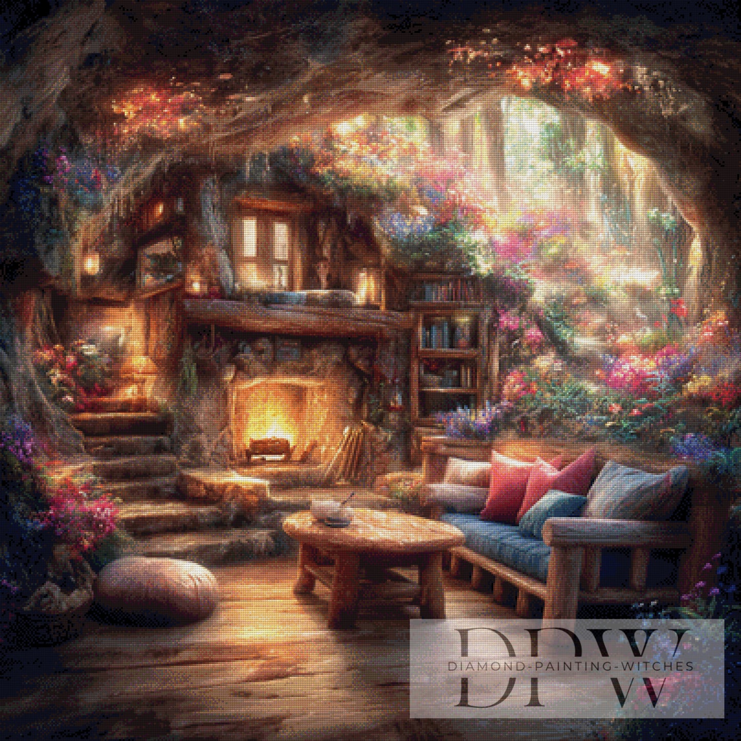 Waldhütte by ellufija 100x100cm mit 280 Farben DPW-3934