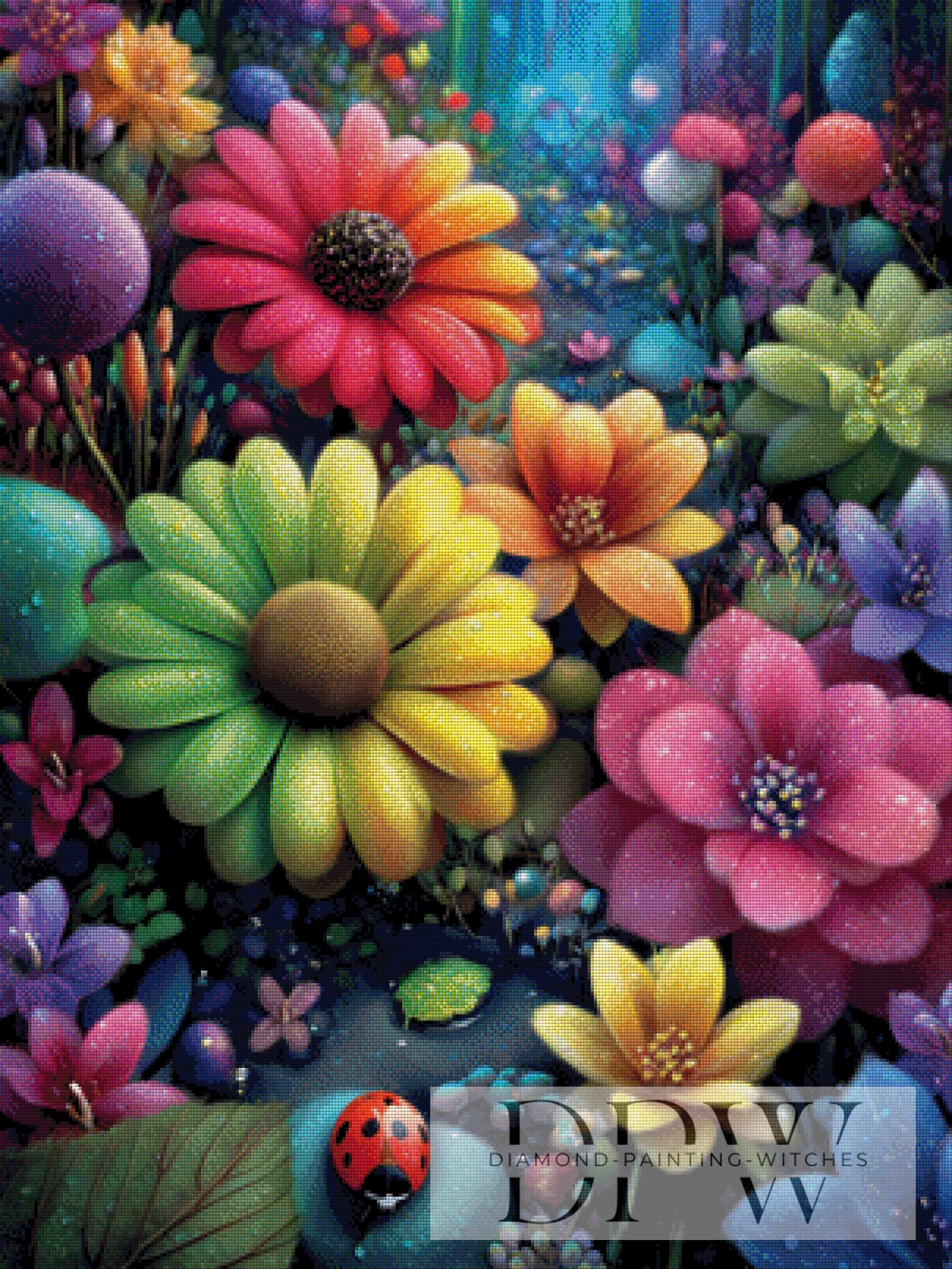 Knallbunte Blumenwiese by QN 75x100cm mit 380 Farben DPW-3952