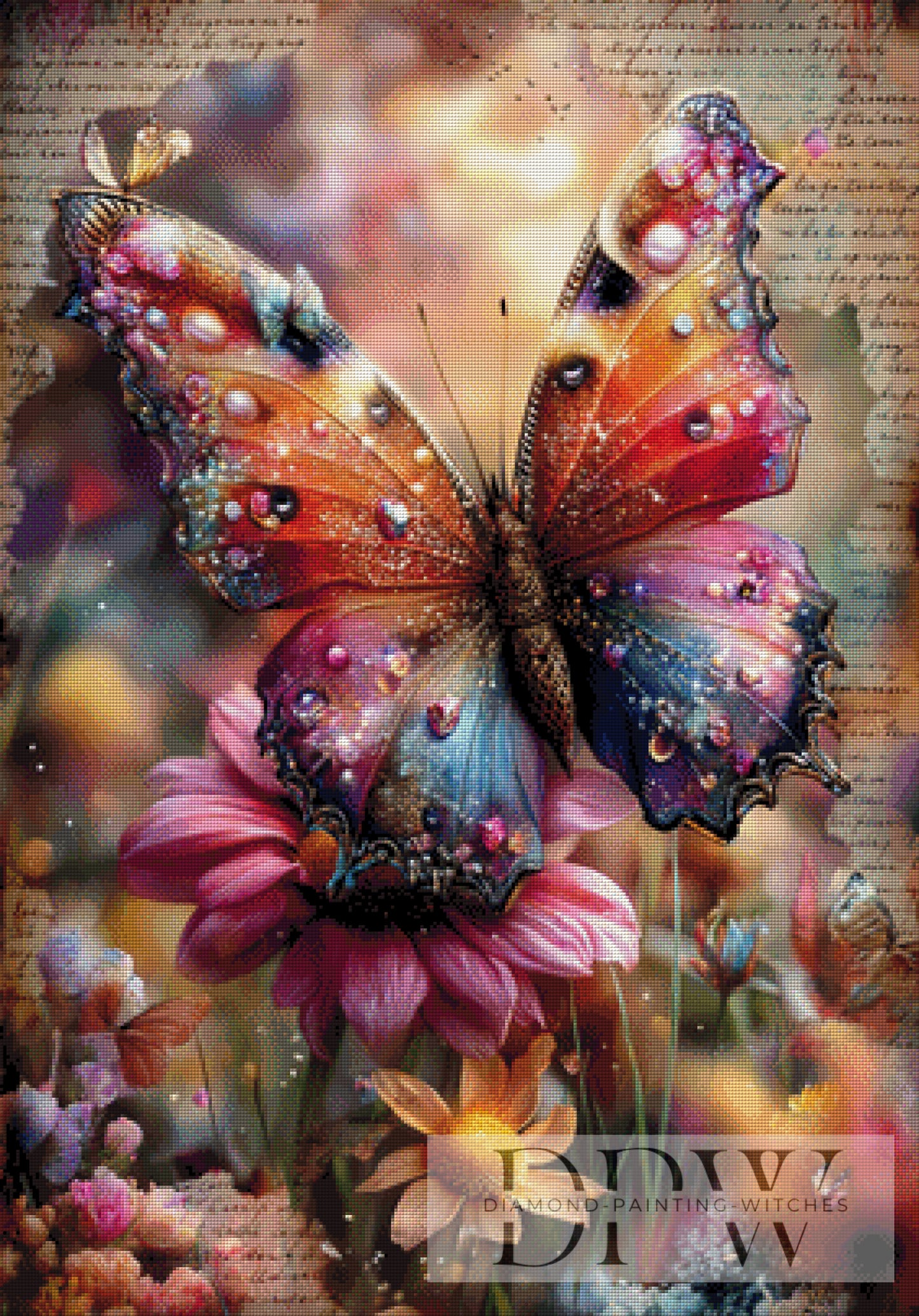 Vintage Schmetterling by ellufija 70x100cm mit 330 Farben DPW-3981