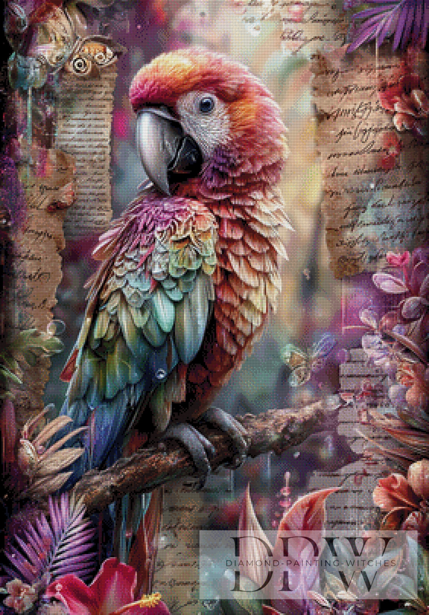 Vintage Papagei by ellufija 70x100cm mit 300 Farben DPW-3982