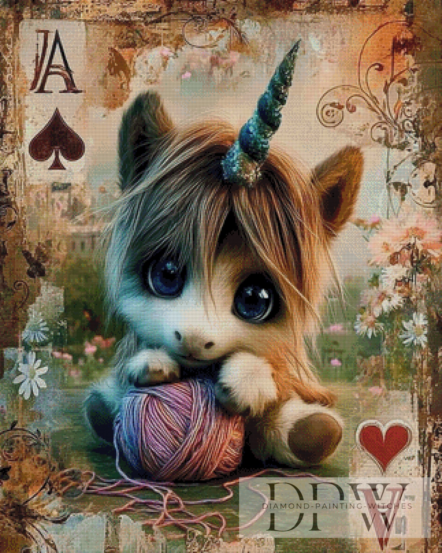 Spielkarte Einhorn by Elly_A.I. 80x100cm mit 270 Farben DPW-3995