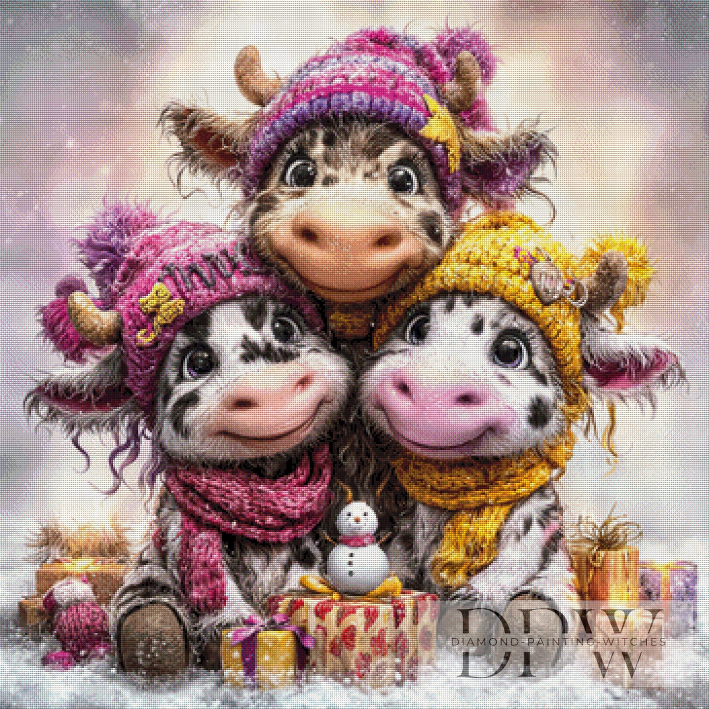 Merry Moo-Mates by CreatiVart 90x90cm mit 260 Farben DPW-4026