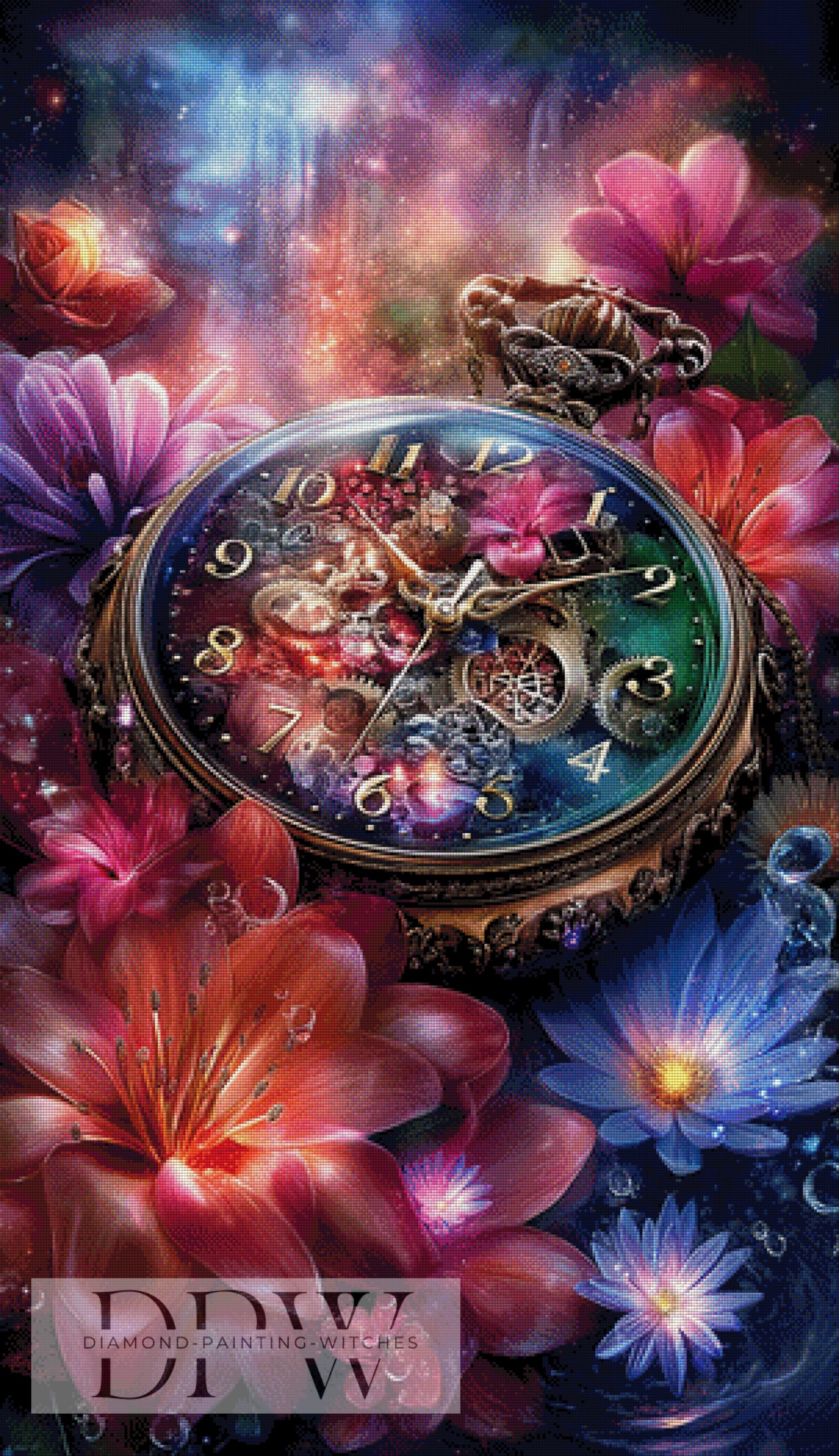 Verträumte Uhr by ellufija 75x130cm mit 350 Farben DPW-4047