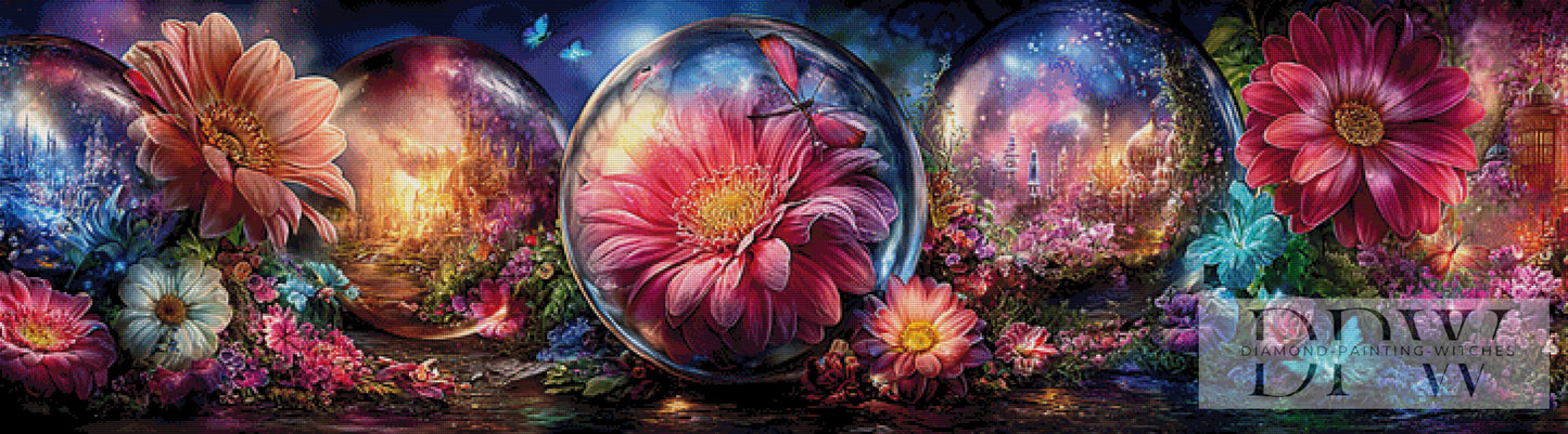 Märchenhafte Blütenkugeln by ellufija 180x50cm mit 400 Farben DPW-4058